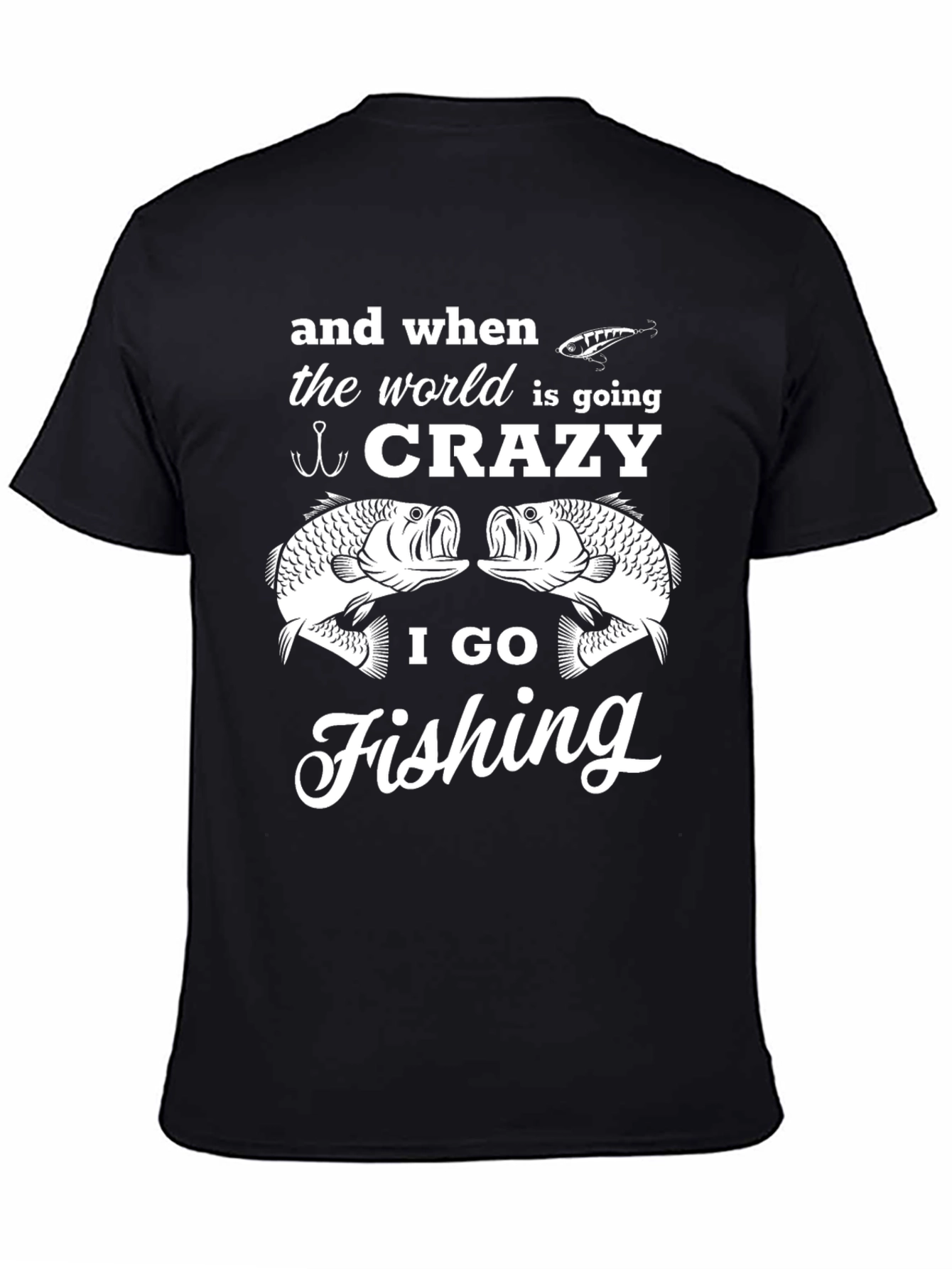 Crazy Fishing T-Shirt - Mens Black Graphic Tee