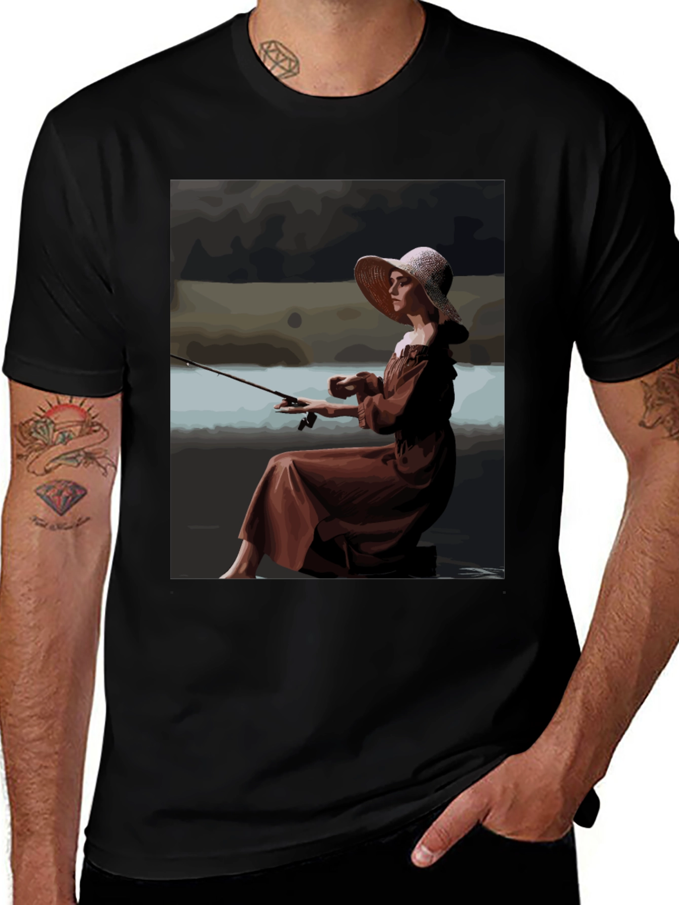 Fishing Lady Graphic Tee - Unique Stylish Design
