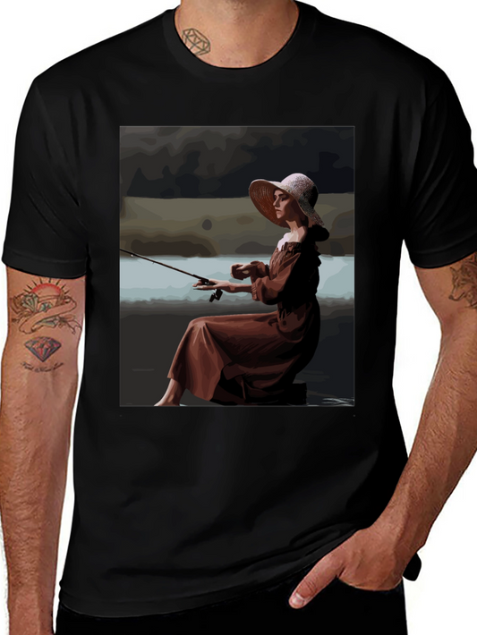 Fishing Lady Graphic Tee - Unique Stylish Design