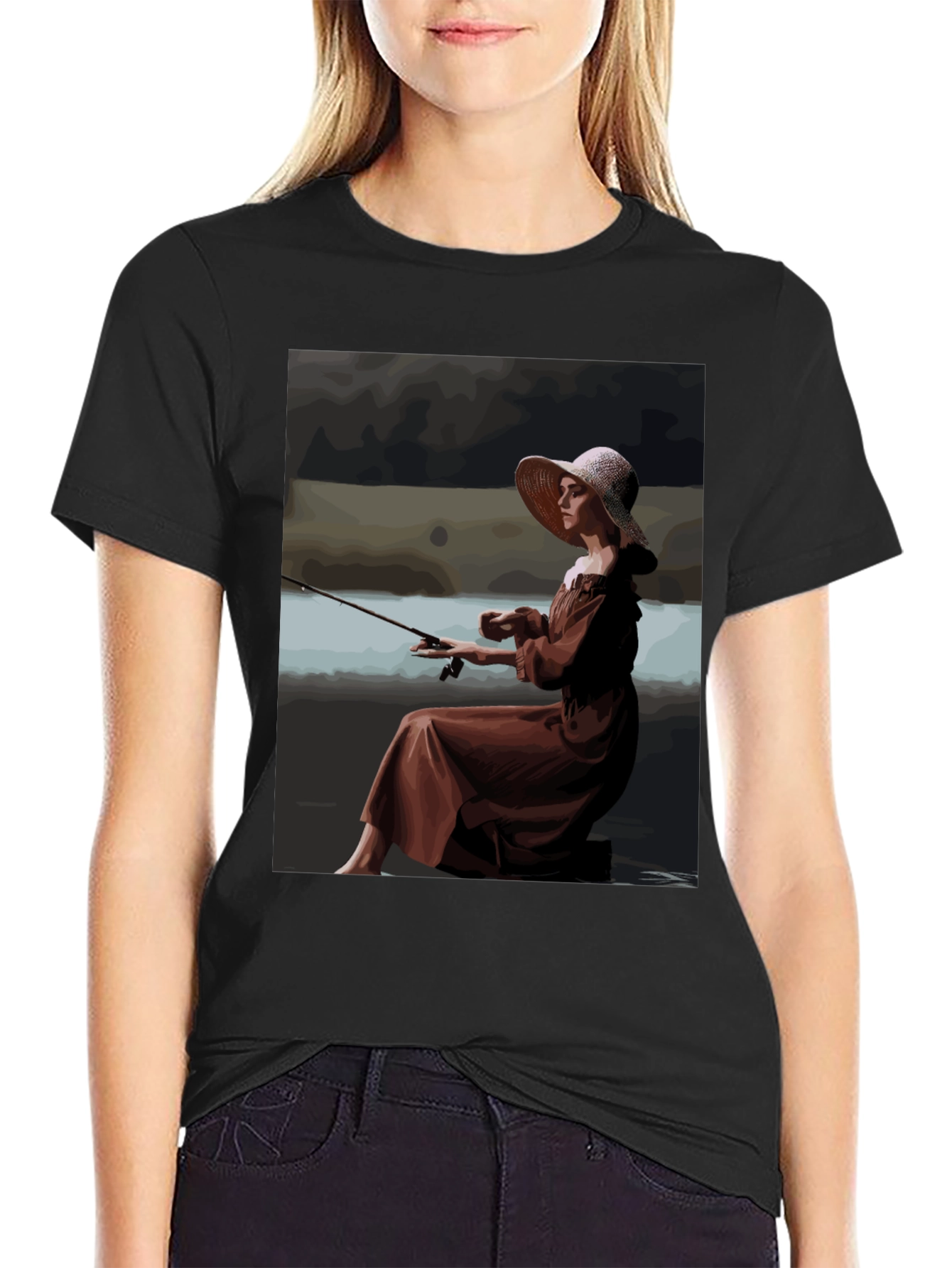 Fishing Lady Graphic Tee - Unique Stylish Design