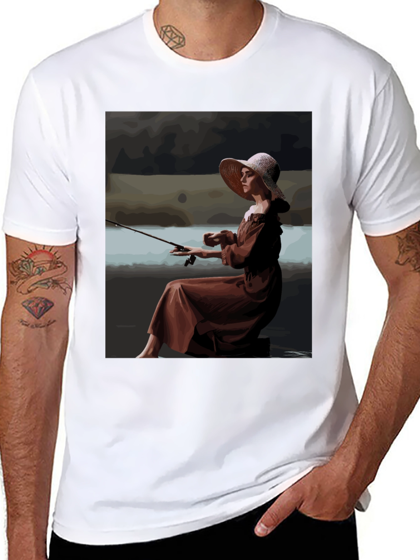 Fishing Lady Graphic Tee - Unique Stylish Design