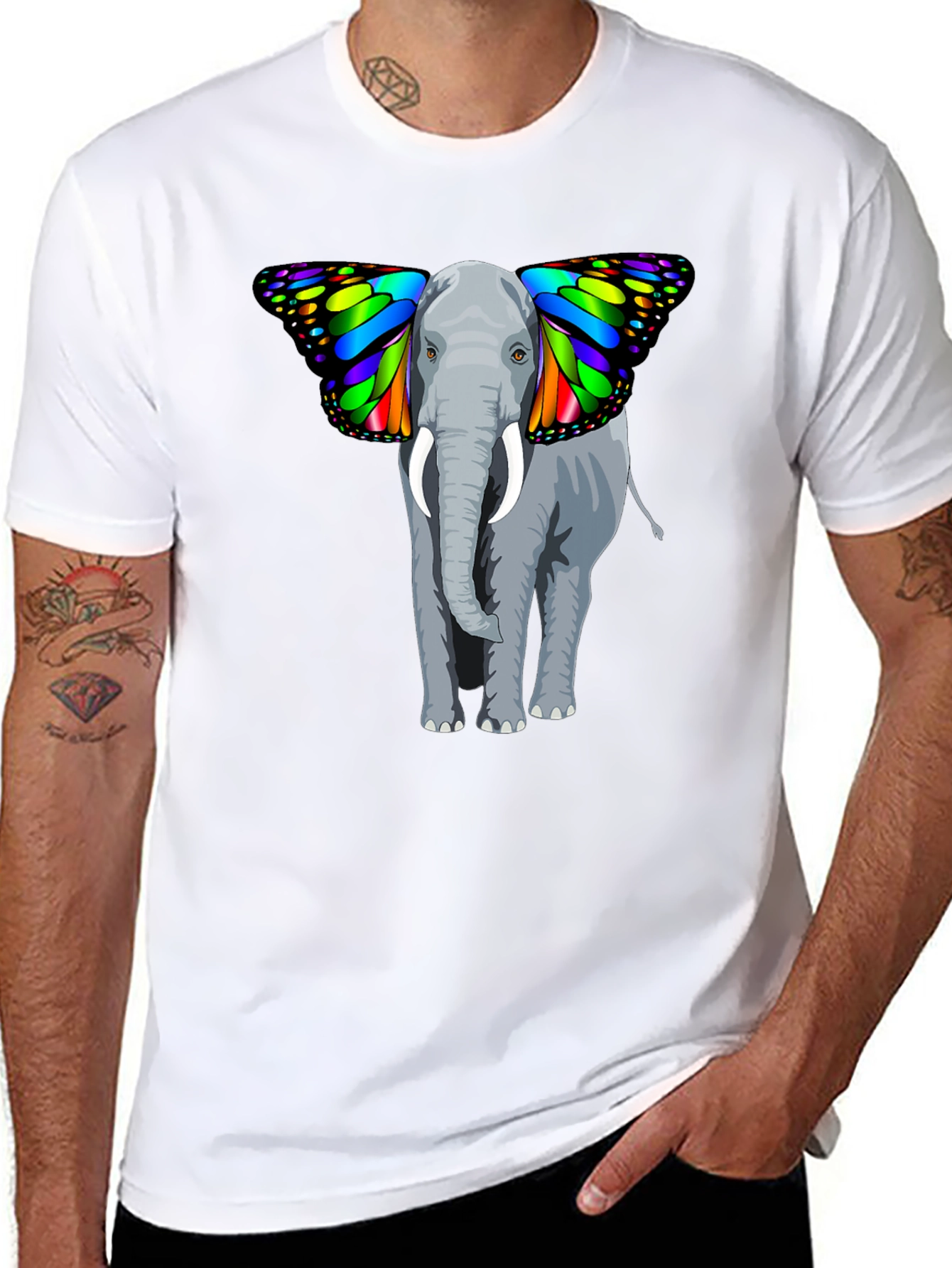 Elephant Butterfly Wings Graphic T-Shirt - Unique Design