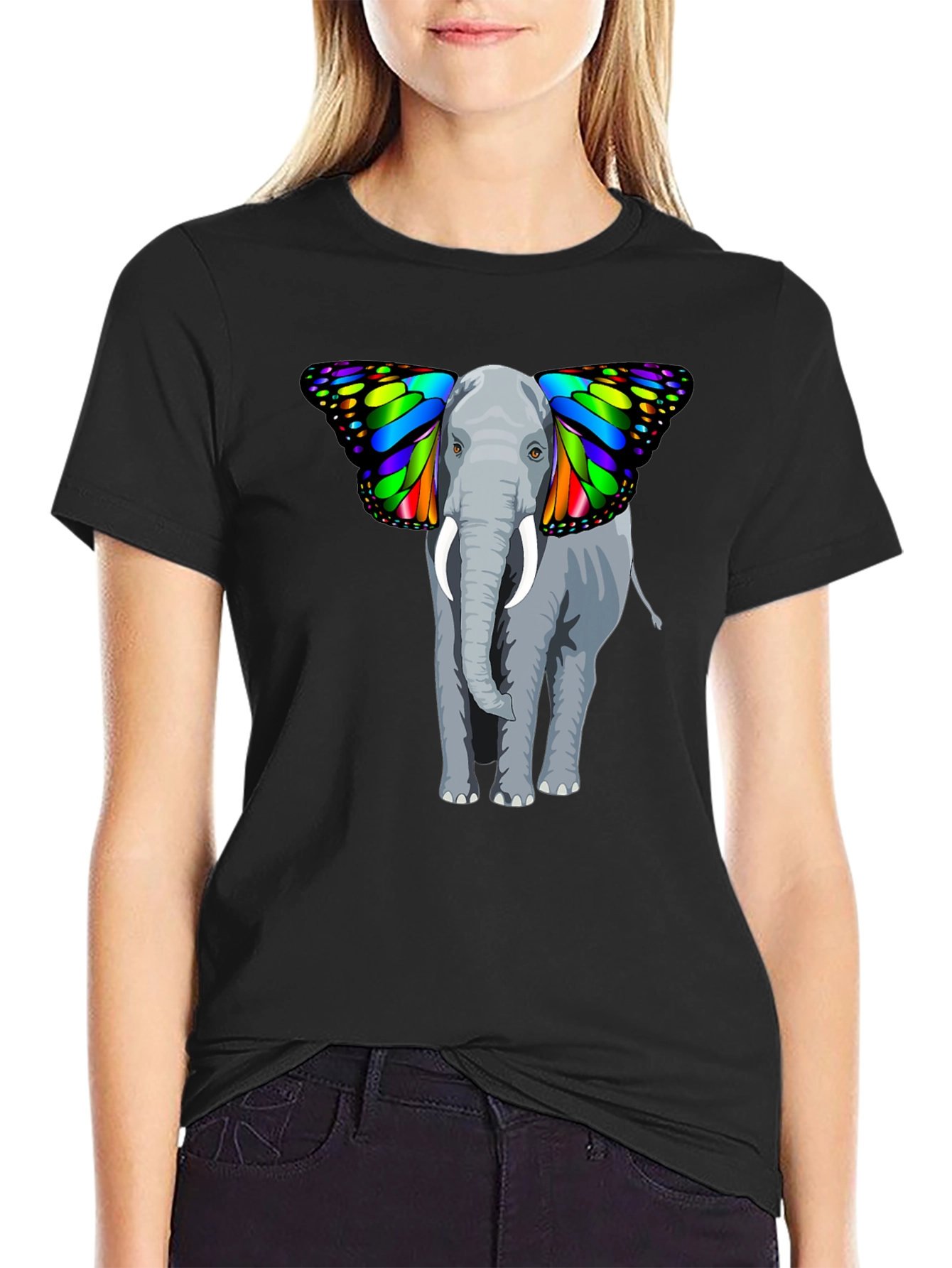 Elephant Butterfly Wings Graphic T-Shirt - Unique Design
