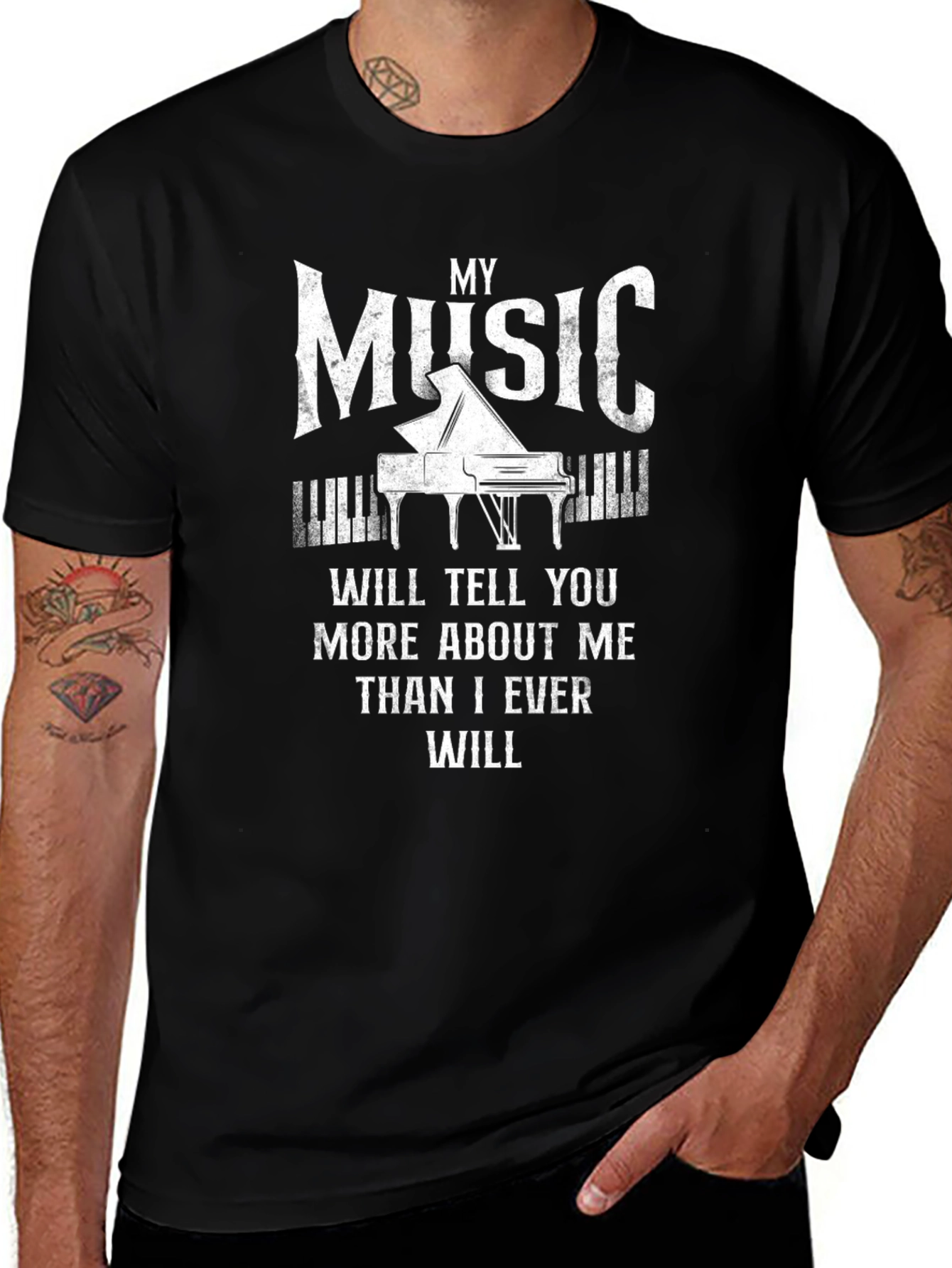 Music Tells More T-Shirt - Piano Lover Tee