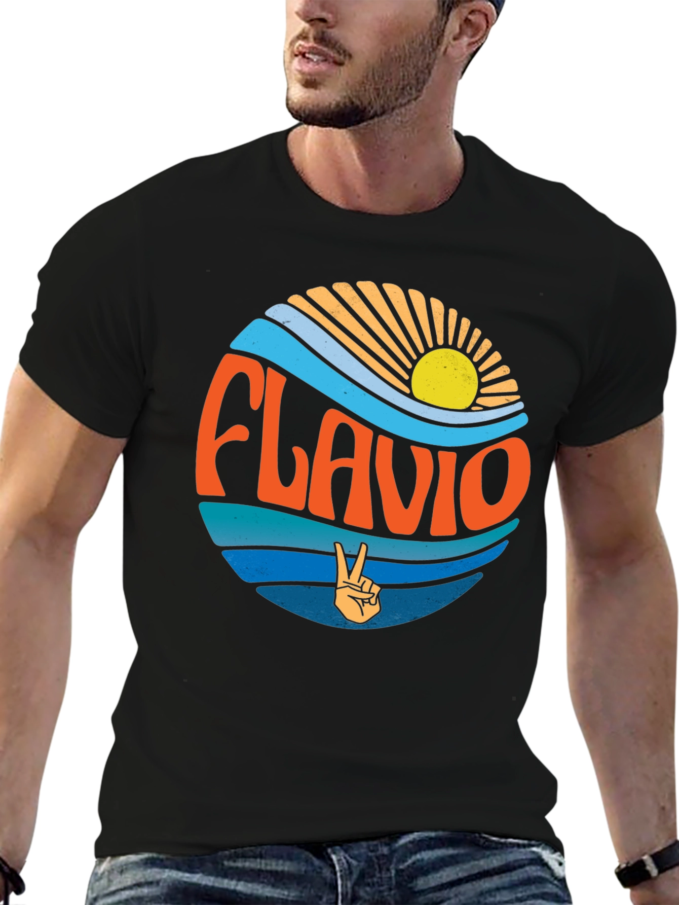 Retro Flavio T-Shirt with Peace Sign