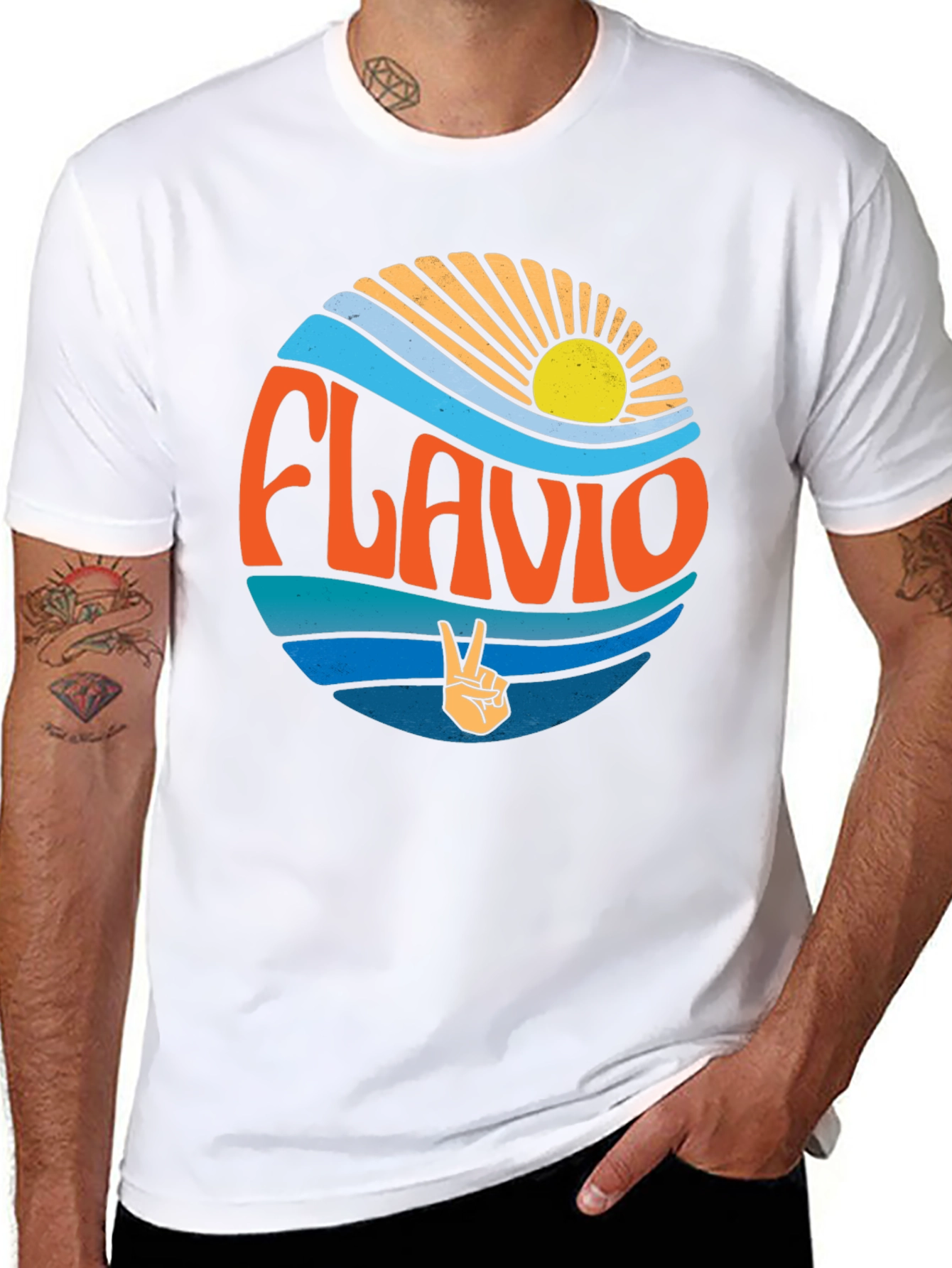 Retro Flavio T-Shirt with Peace Sign