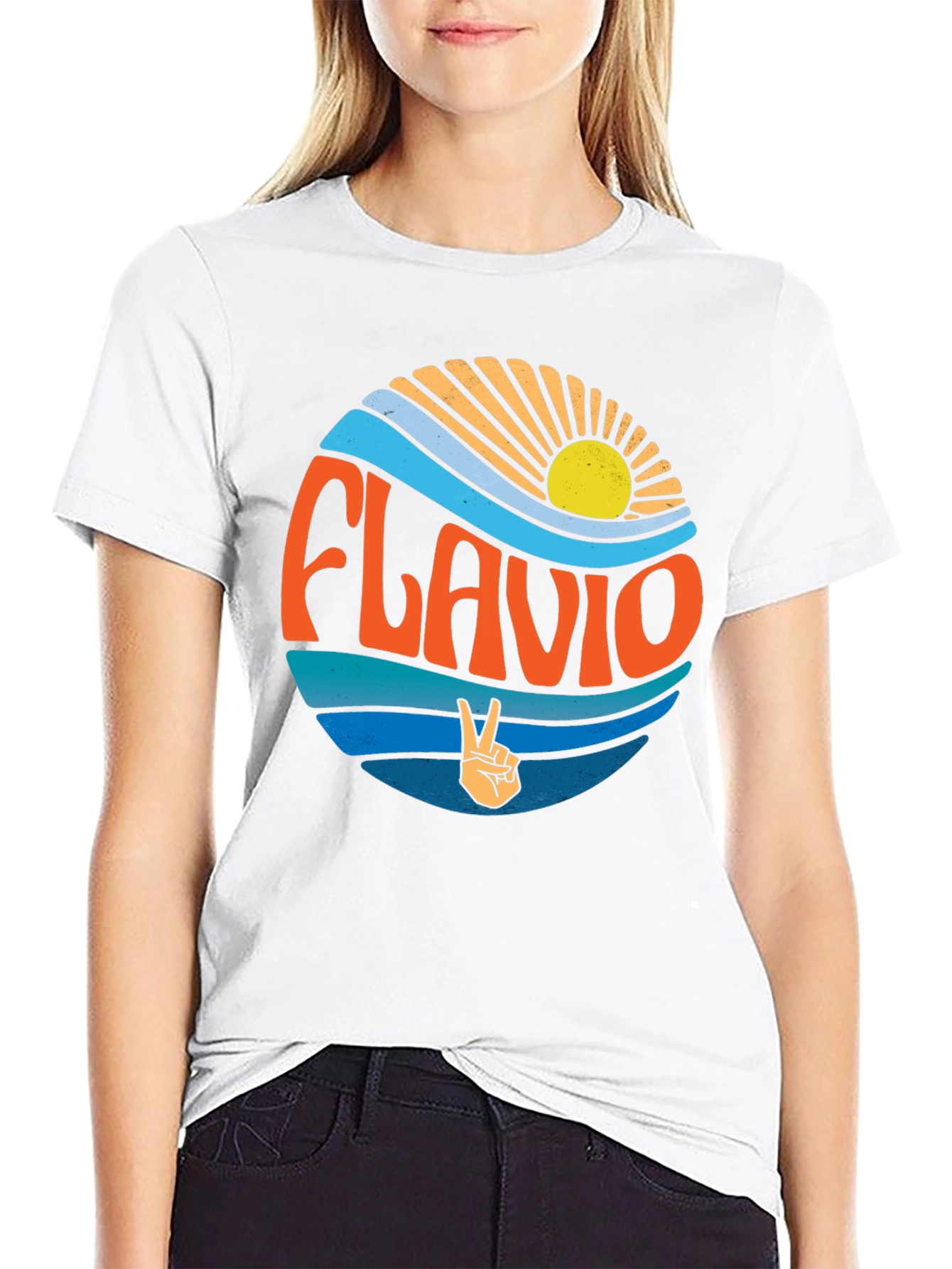 Retro Flavio T-Shirt with Peace Sign