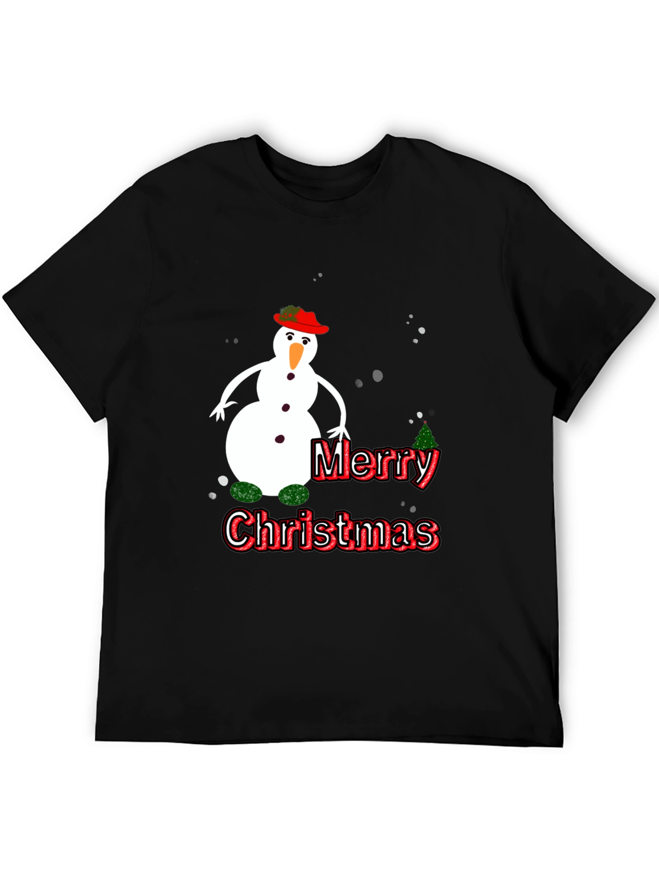 Festive Merry Christmas Snowman Graphic Tee