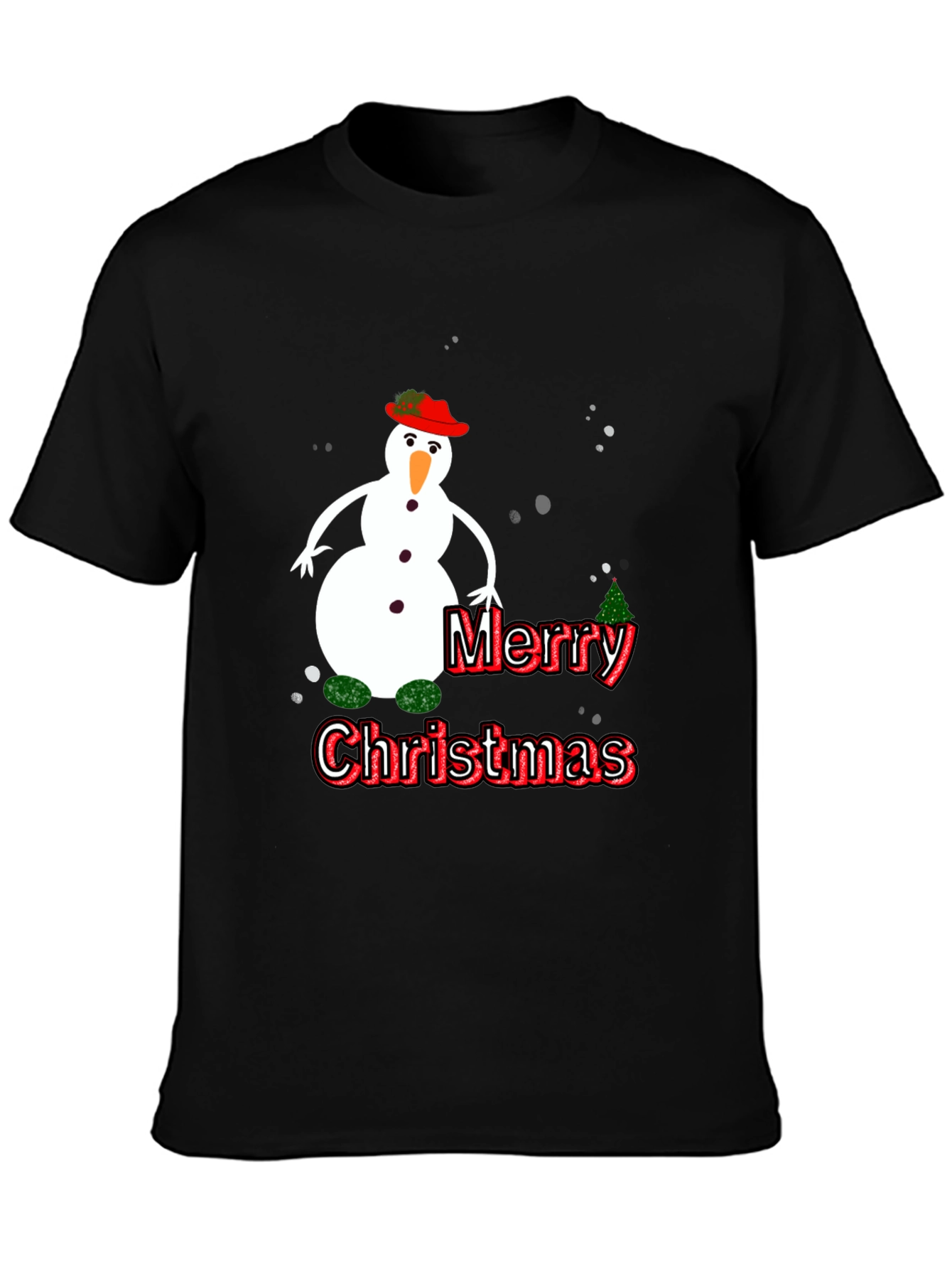 Festive Merry Christmas Snowman Graphic Tee