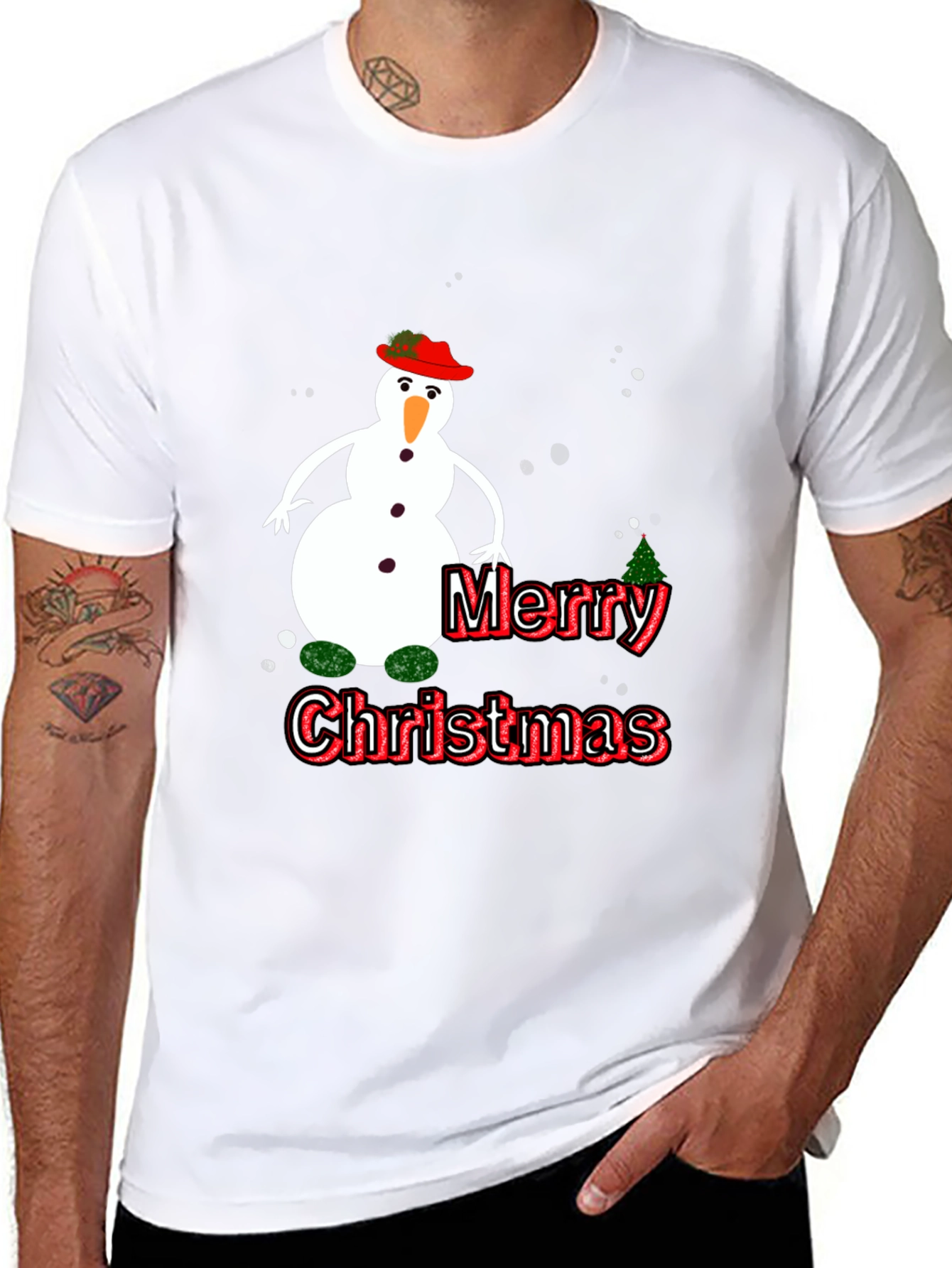 Festive Merry Christmas Snowman Graphic Tee