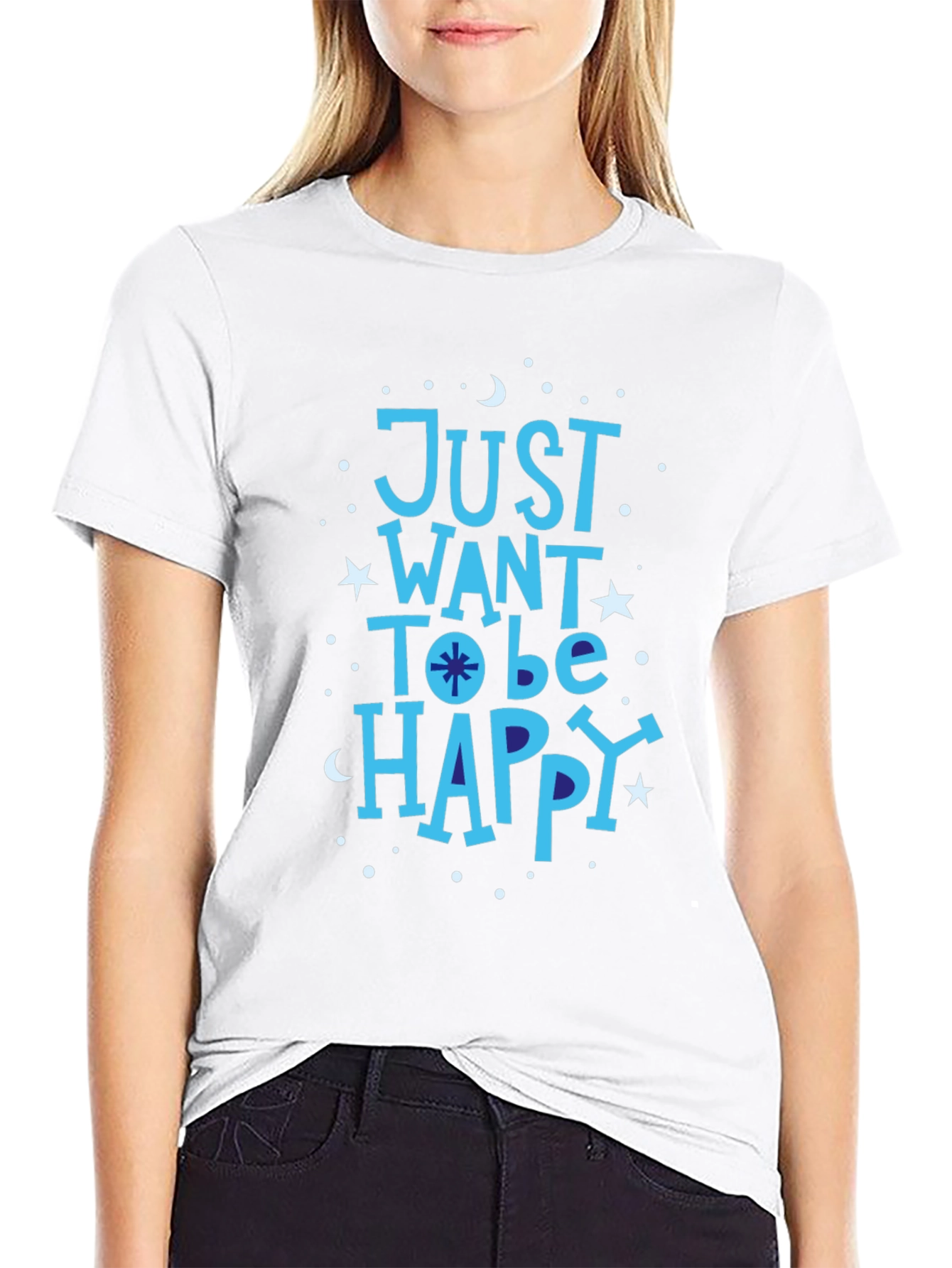 Just Want To Be Happy Black Graphic Tee
