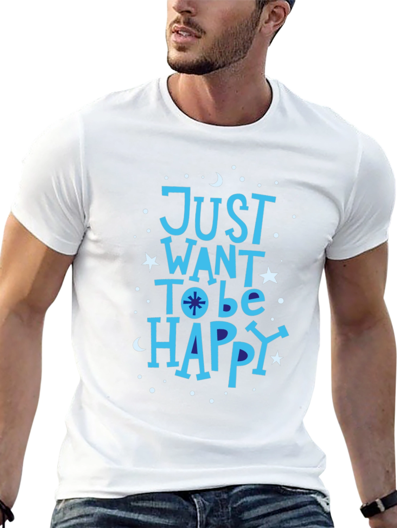 Just Want To Be Happy Black Graphic Tee