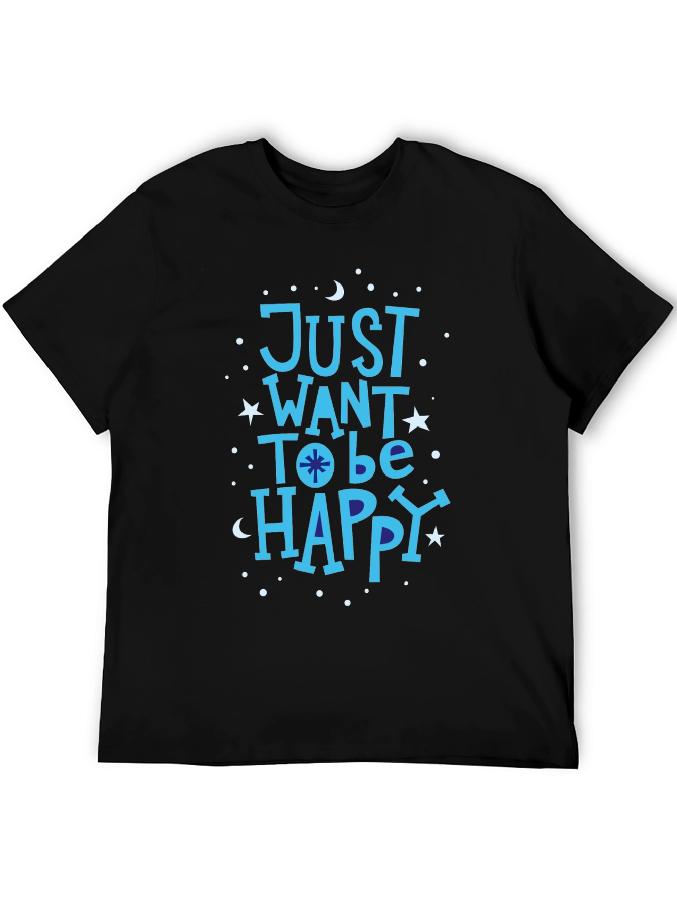 Just Want To Be Happy Black Graphic Tee