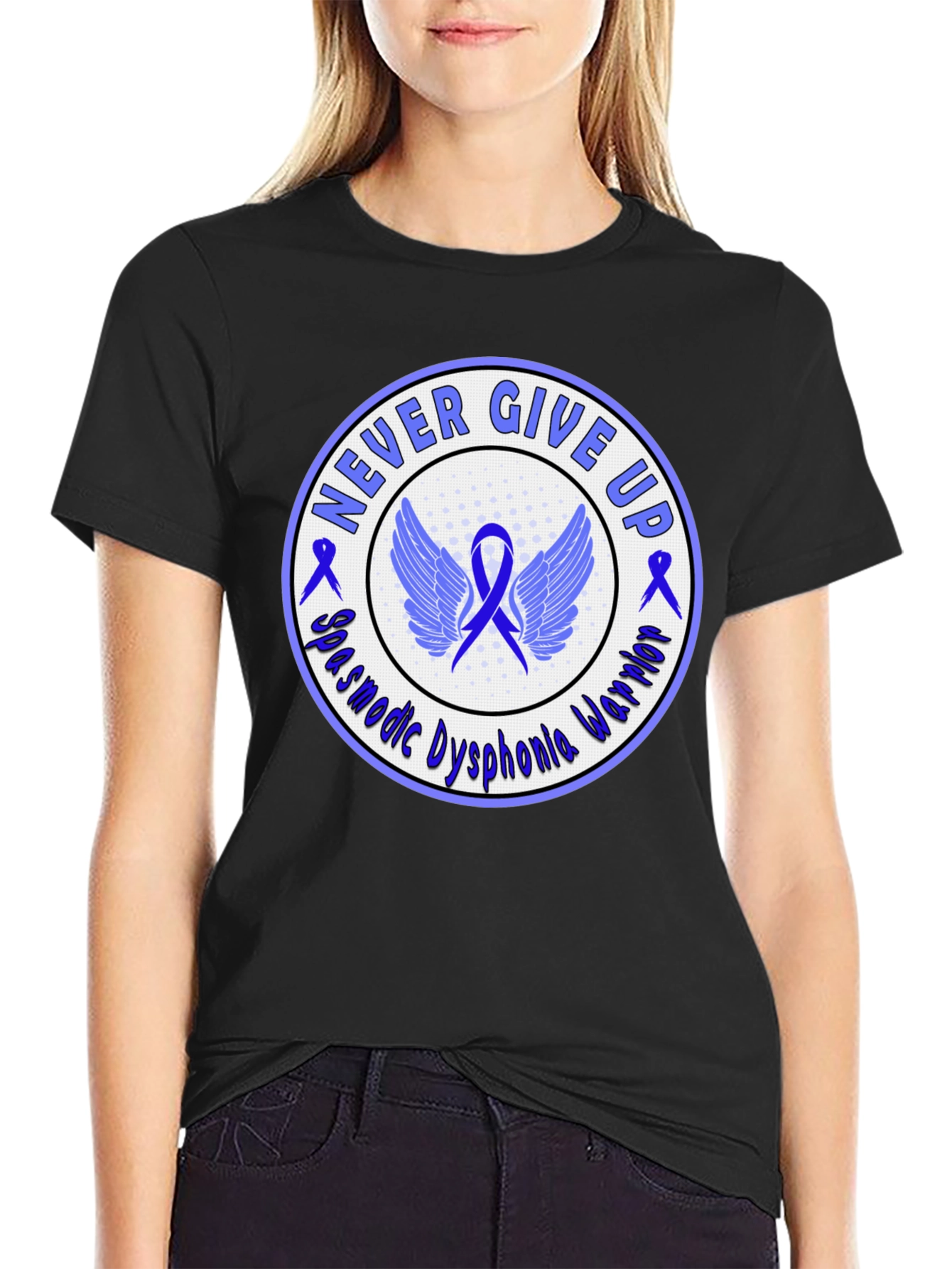 Spasmodic Dysphonia Awareness T-Shirt Never Give Up