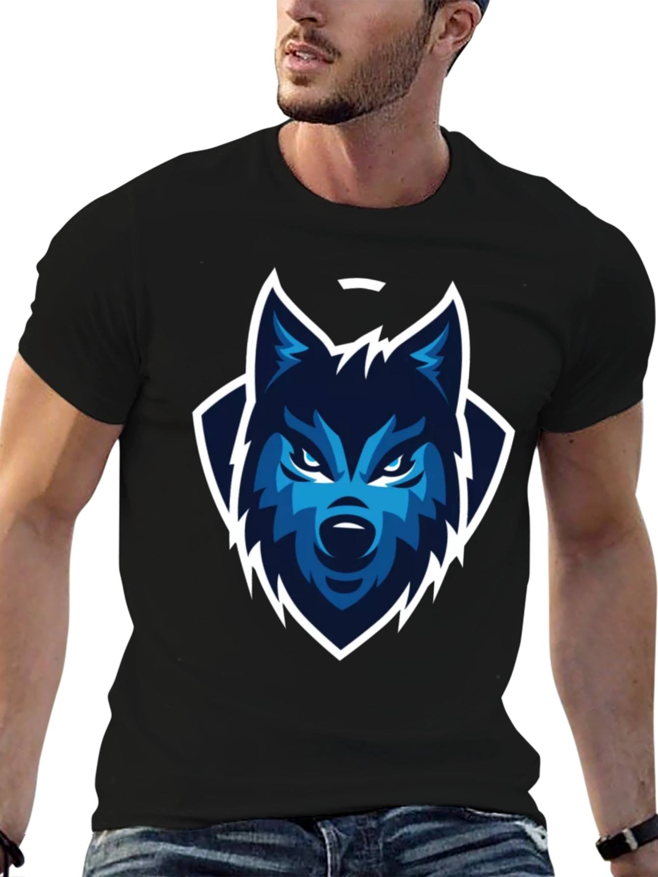 Wolf Graphic Black T-Shirt - Stylish Mens Tee