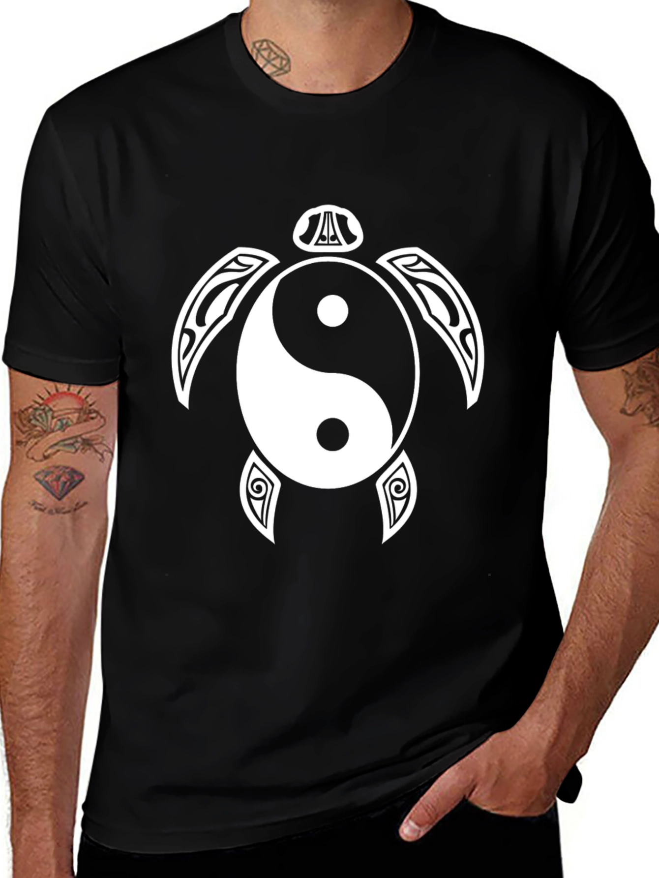 Yin Yang Turtle Black T-Shirt