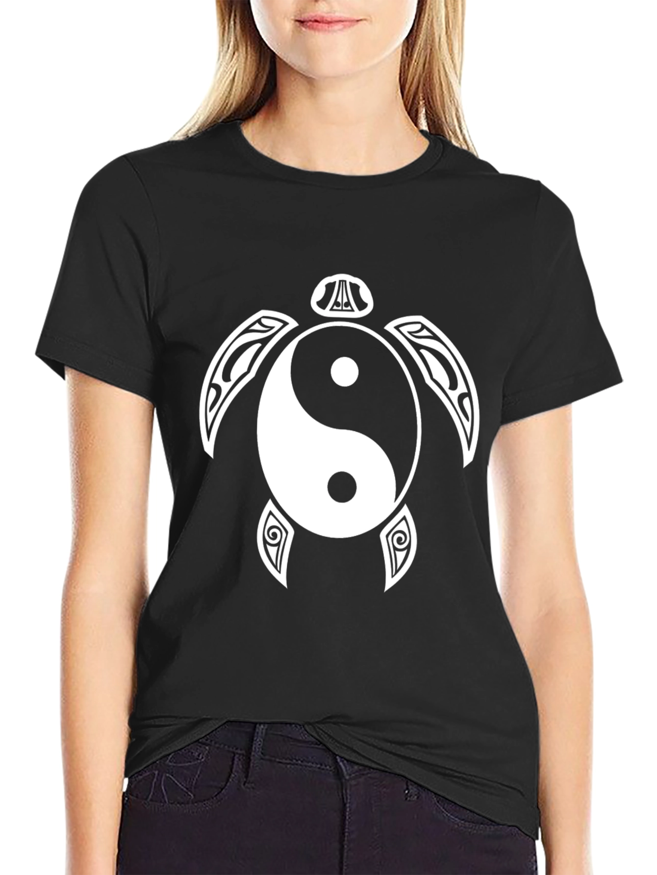 Yin Yang Turtle Black T-Shirt