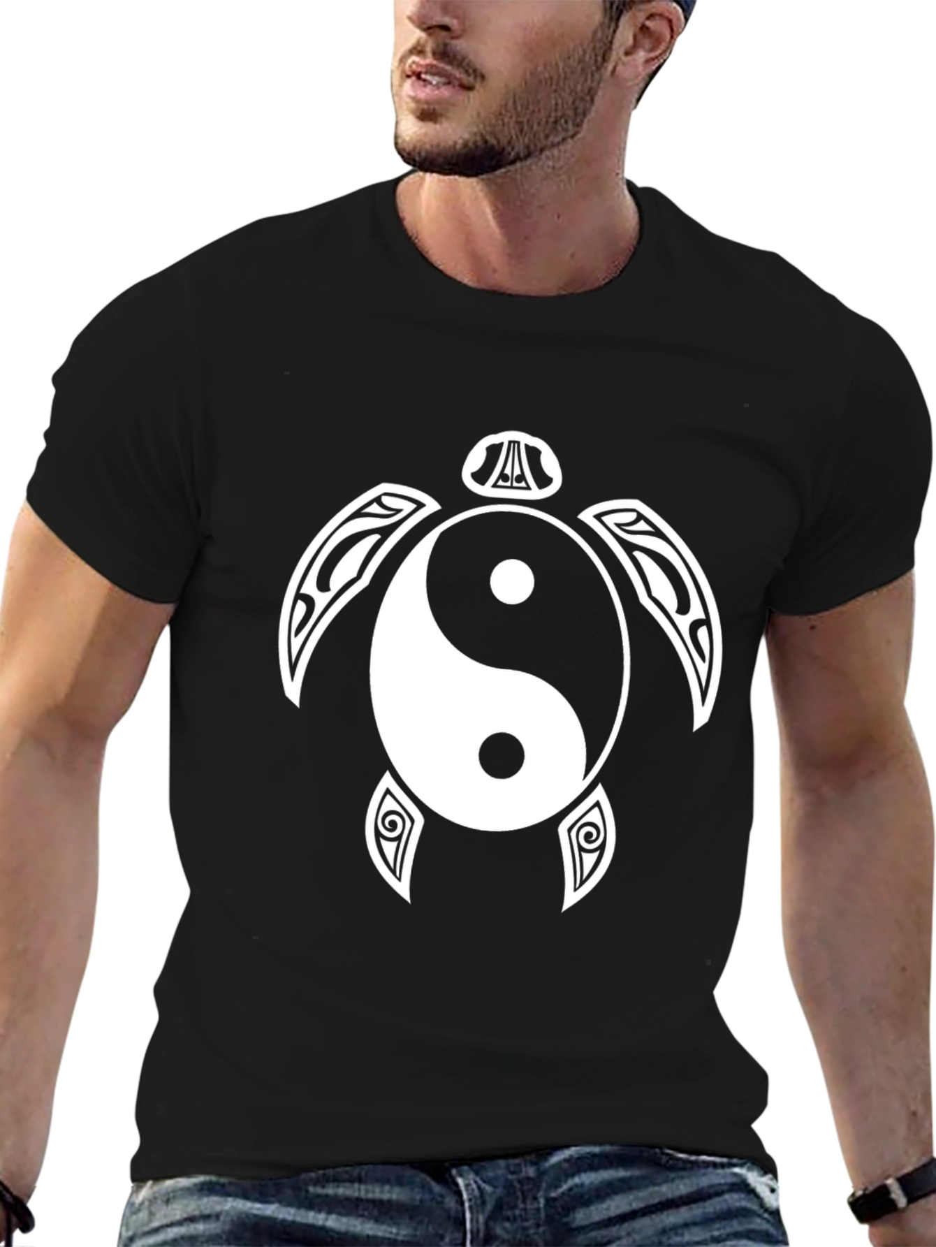 Yin Yang Turtle Black T-Shirt