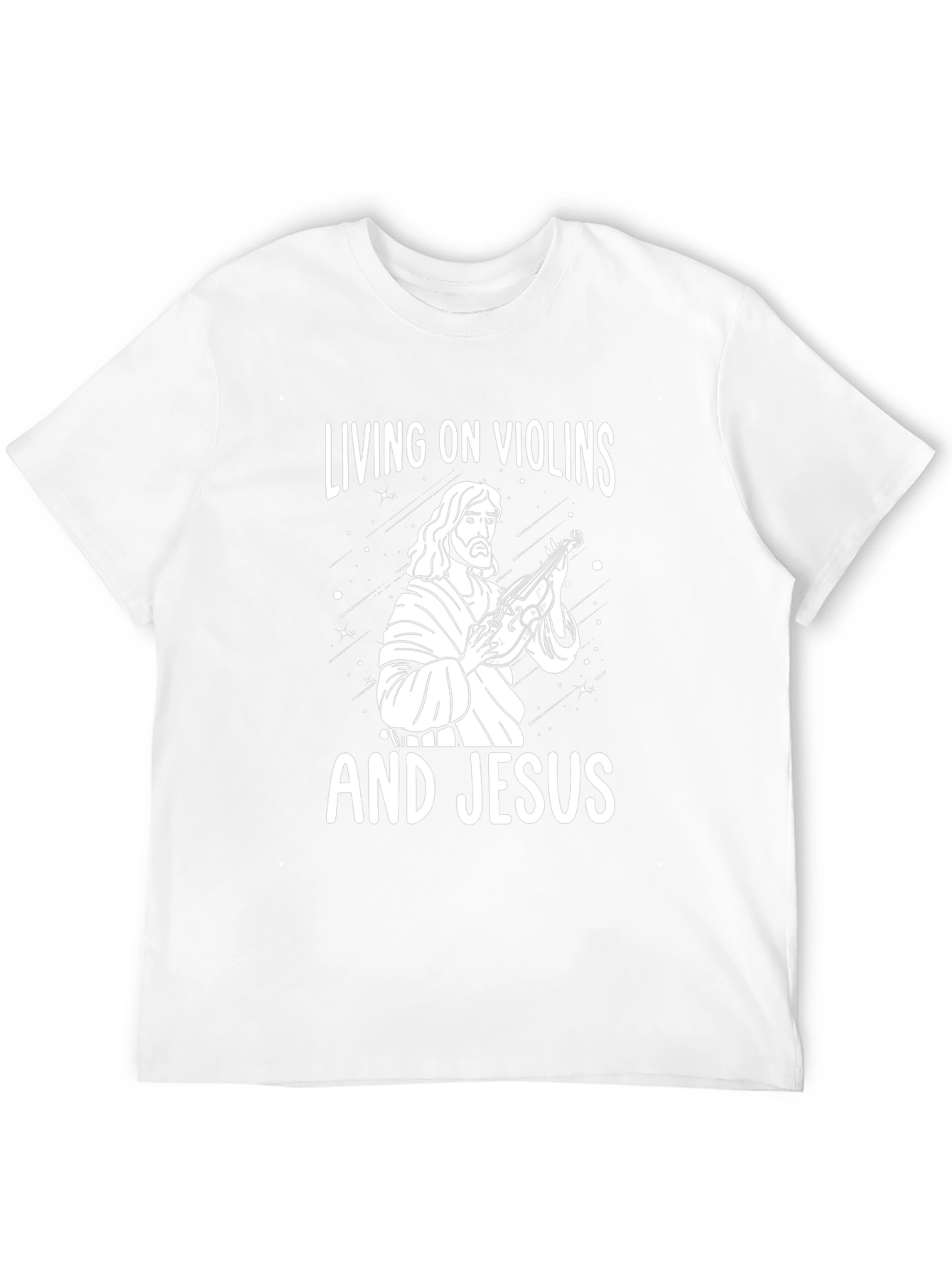 Living on Violins and Jesus Black Graphic Tee