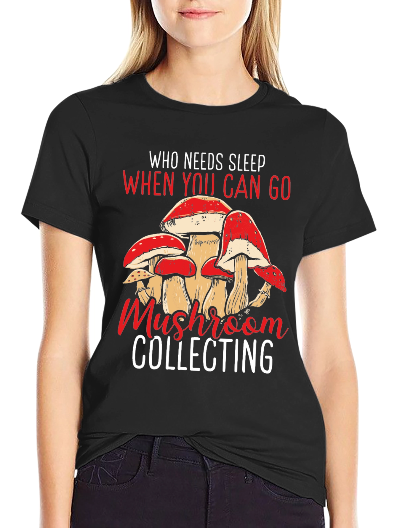 Mushroom Collecting Graphic Tee - Black