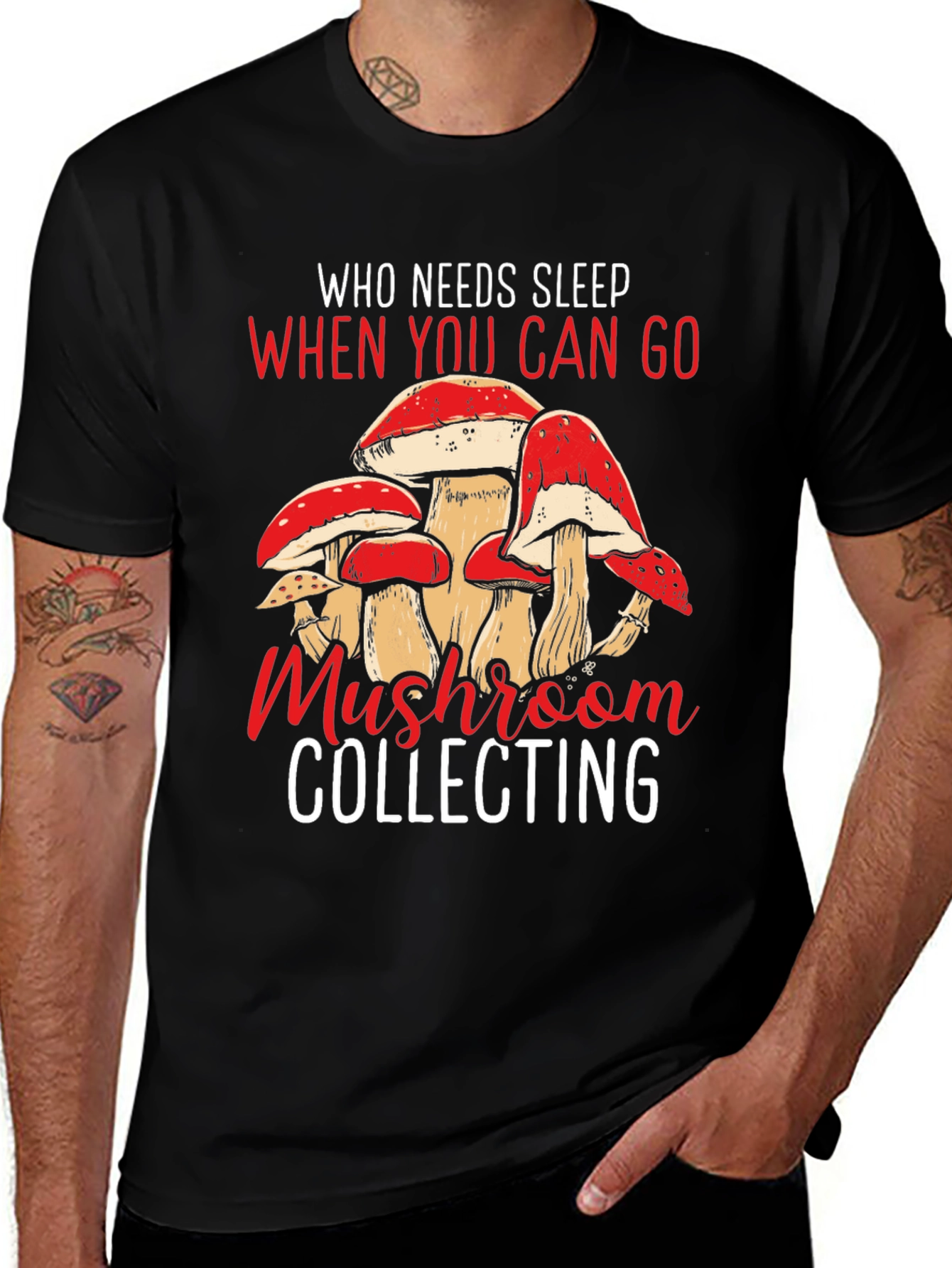 Mushroom Collecting Graphic Tee - Black