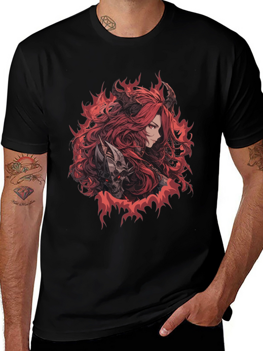 Graphic Print Tee - Anime Demon Girl T-Shirt