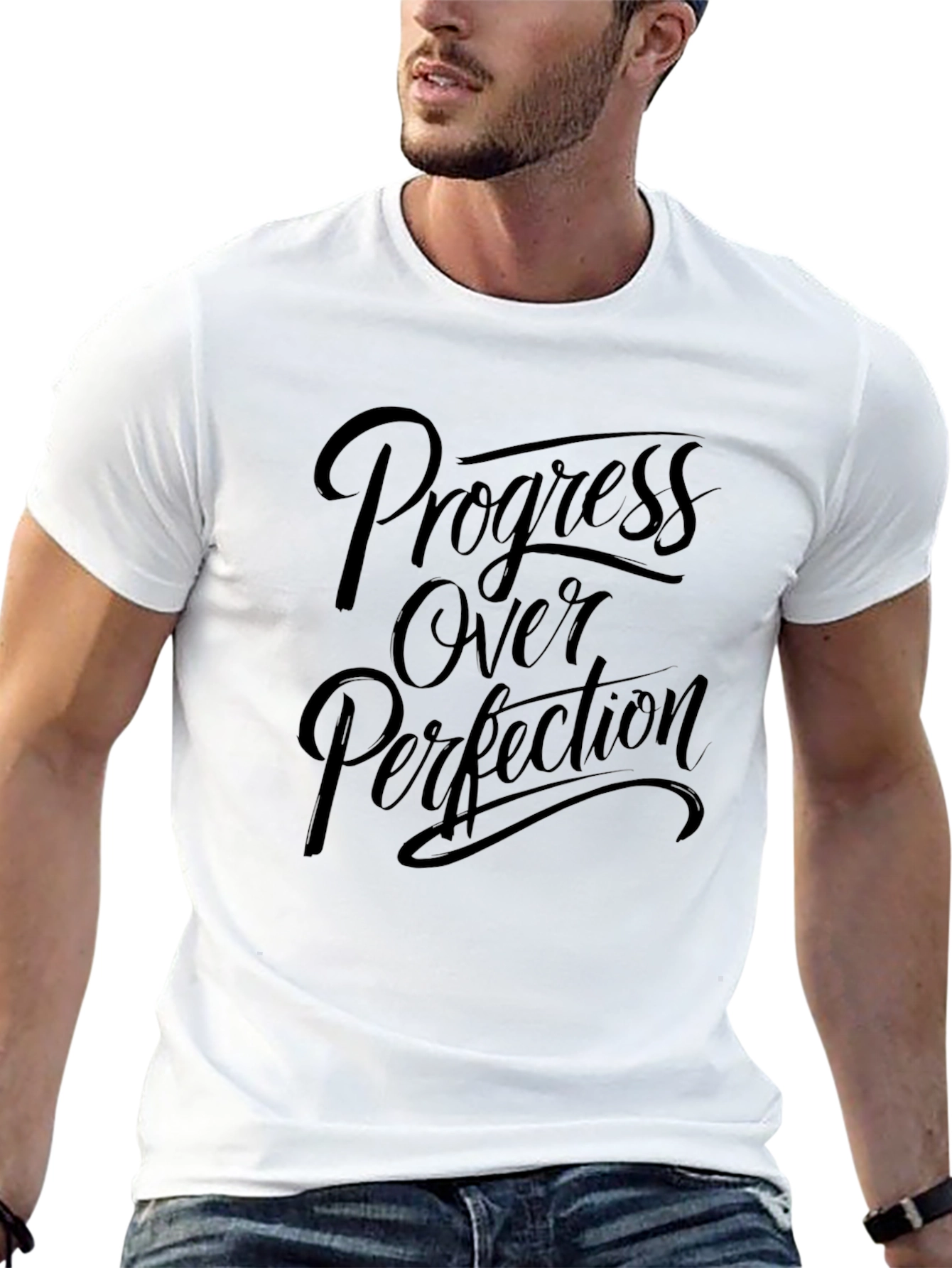 Progress Over Perfection Black Graphic Tee