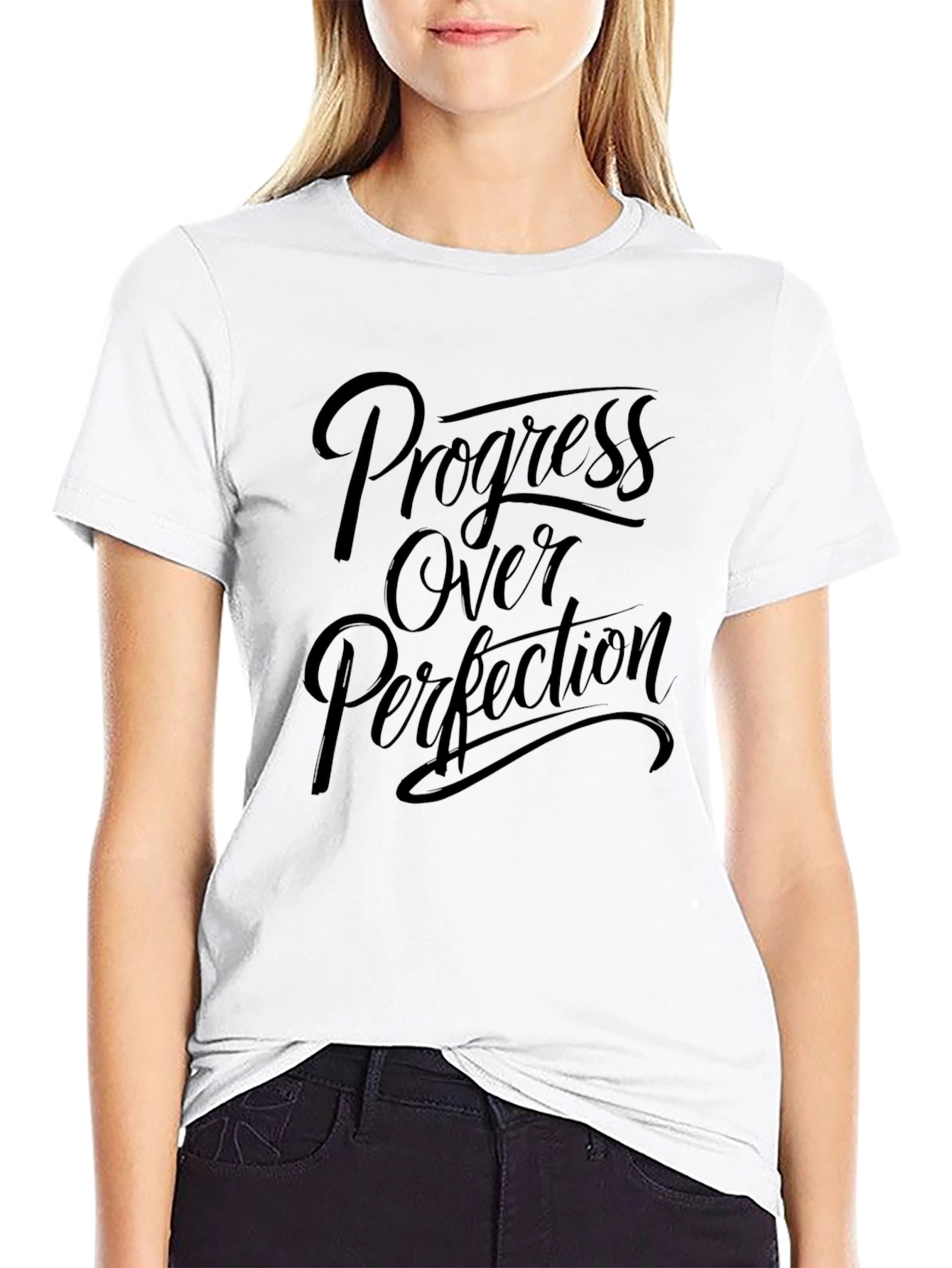 Progress Over Perfection Black Graphic Tee