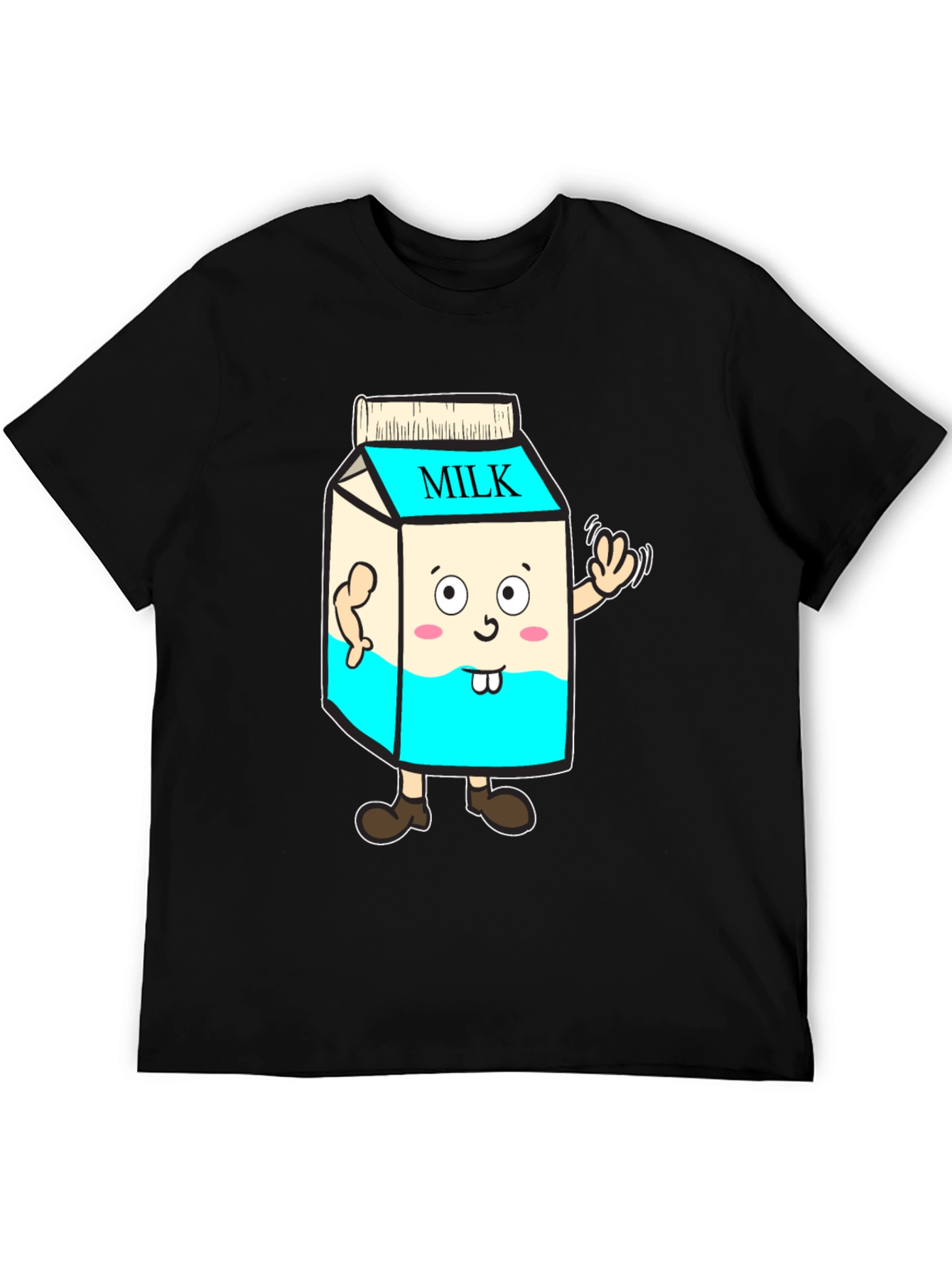 Funny Milk Carton Character T-Shirt - Black Cotton Tee