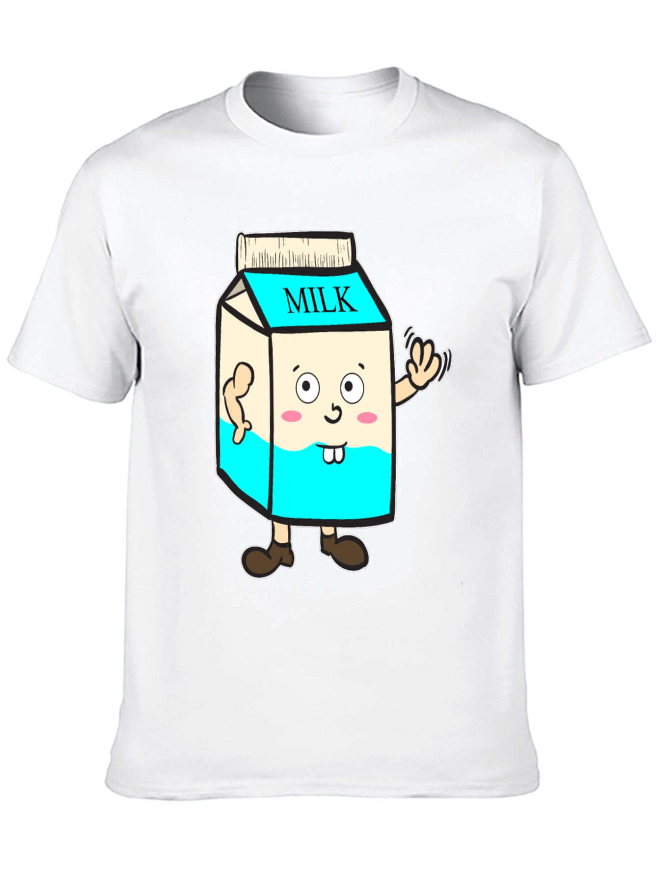 Funny Milk Carton Character T-Shirt - Black Cotton Tee