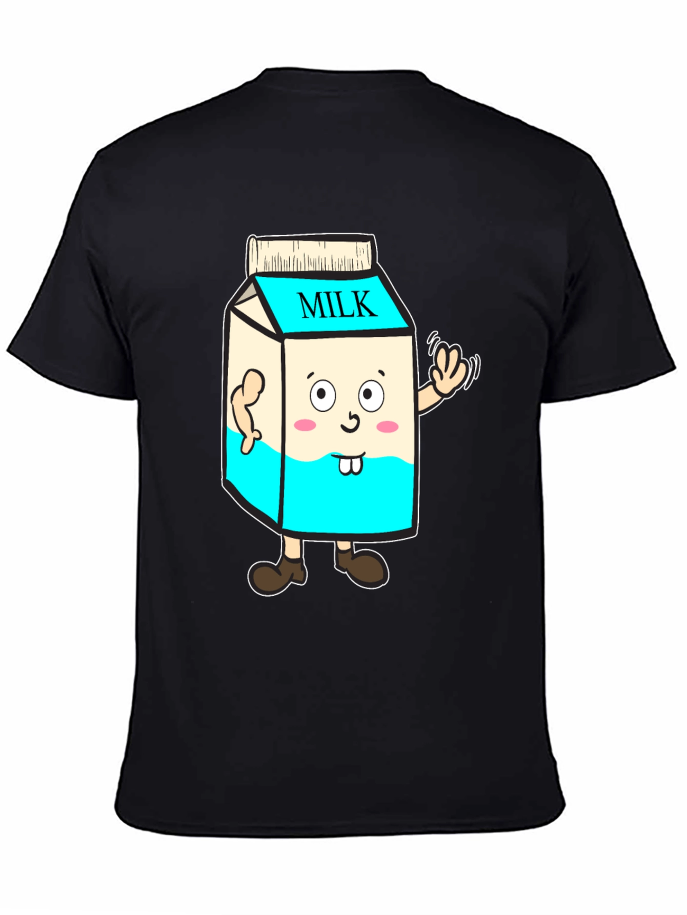 Funny Milk Carton Character T-Shirt - Black Cotton Tee