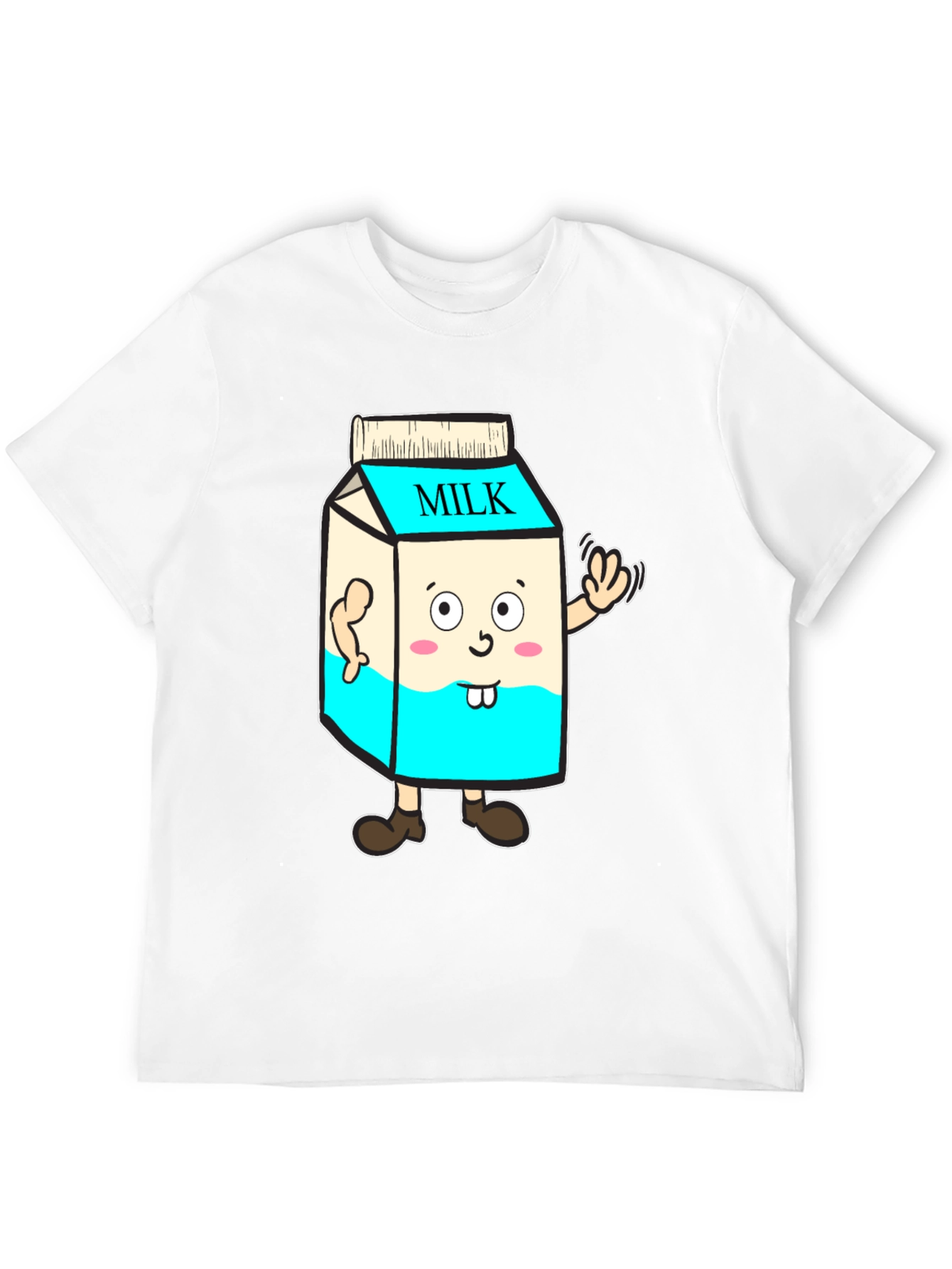 Funny Milk Carton Character T-Shirt - Black Cotton Tee