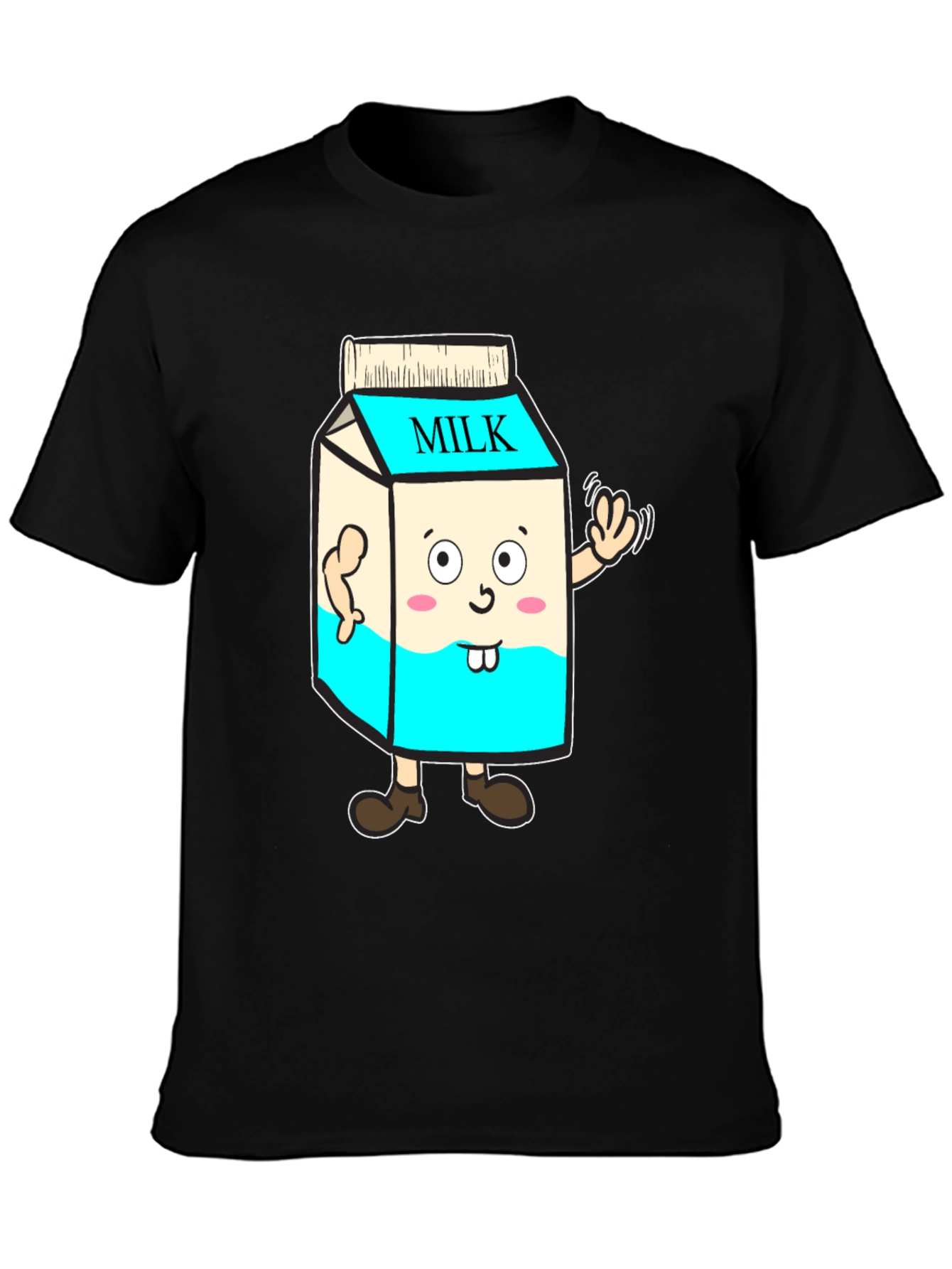 Funny Milk Carton Character T-Shirt - Black Cotton Tee