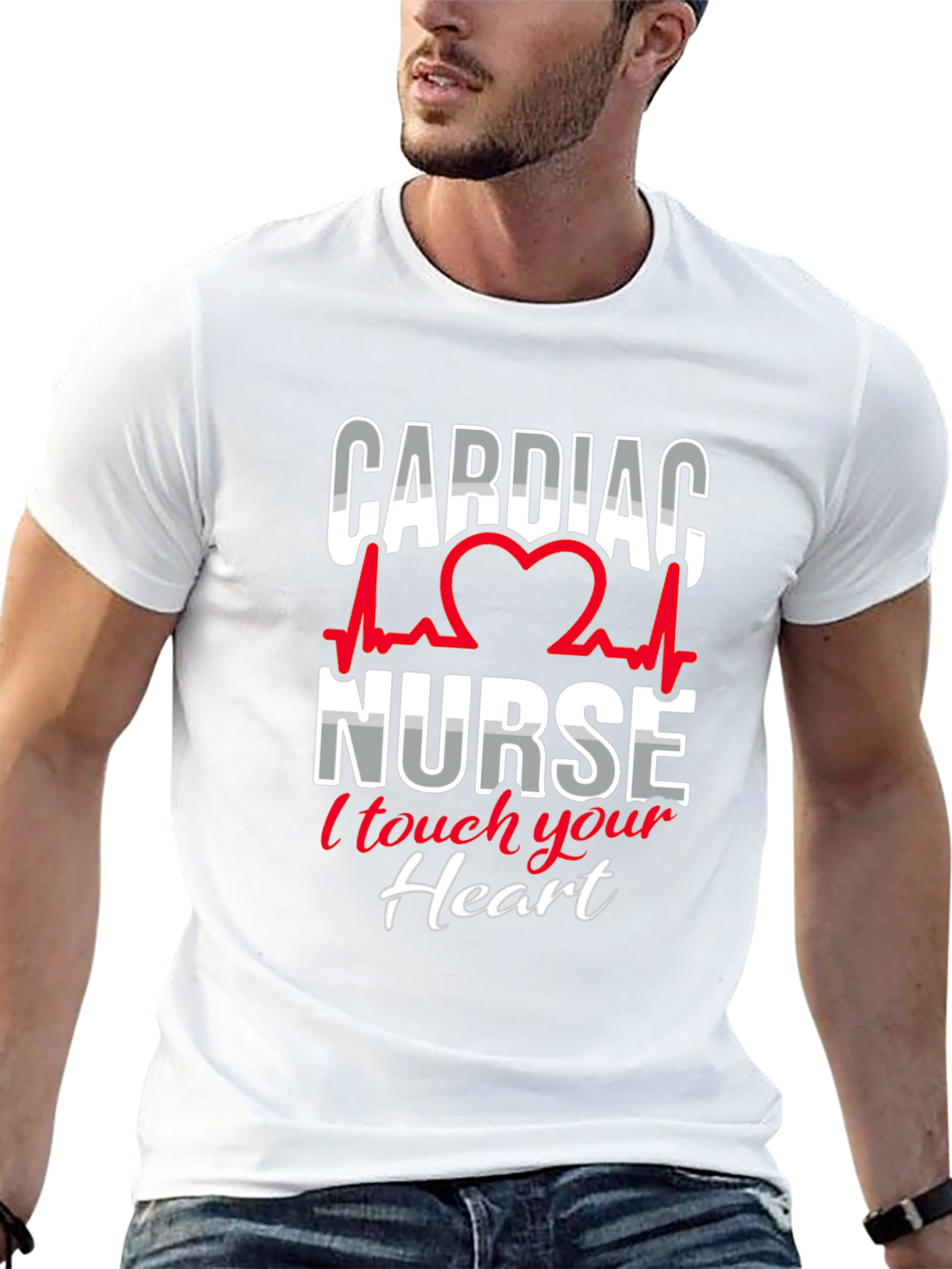 Cardiac Nurse T-Shirt - I Touch Your Heart Design