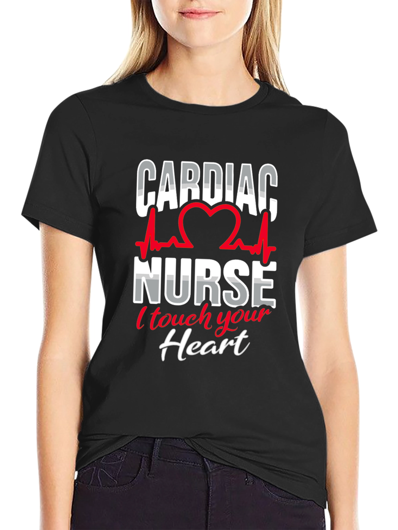 Cardiac Nurse T-Shirt - I Touch Your Heart Design