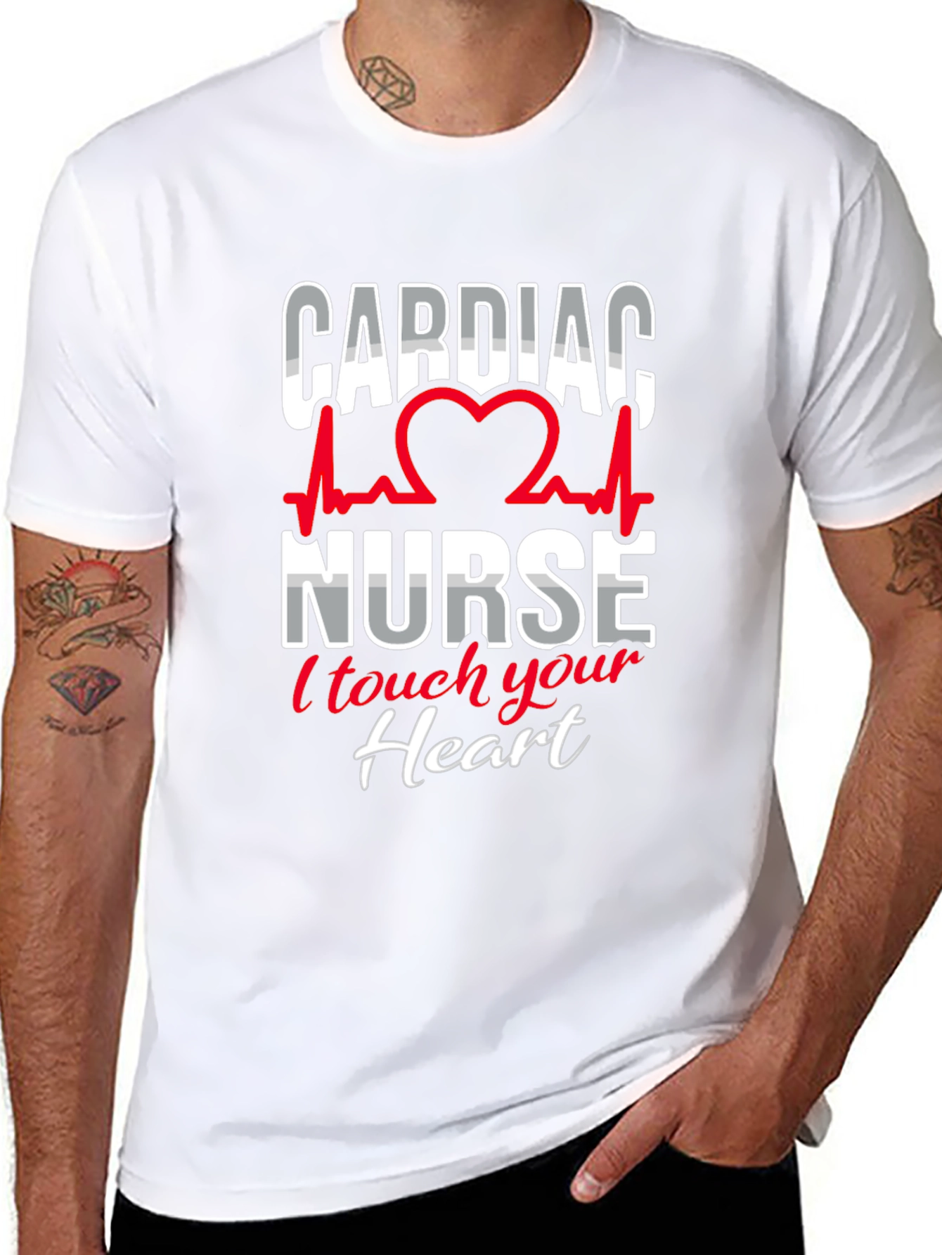Cardiac Nurse T-Shirt - I Touch Your Heart Design