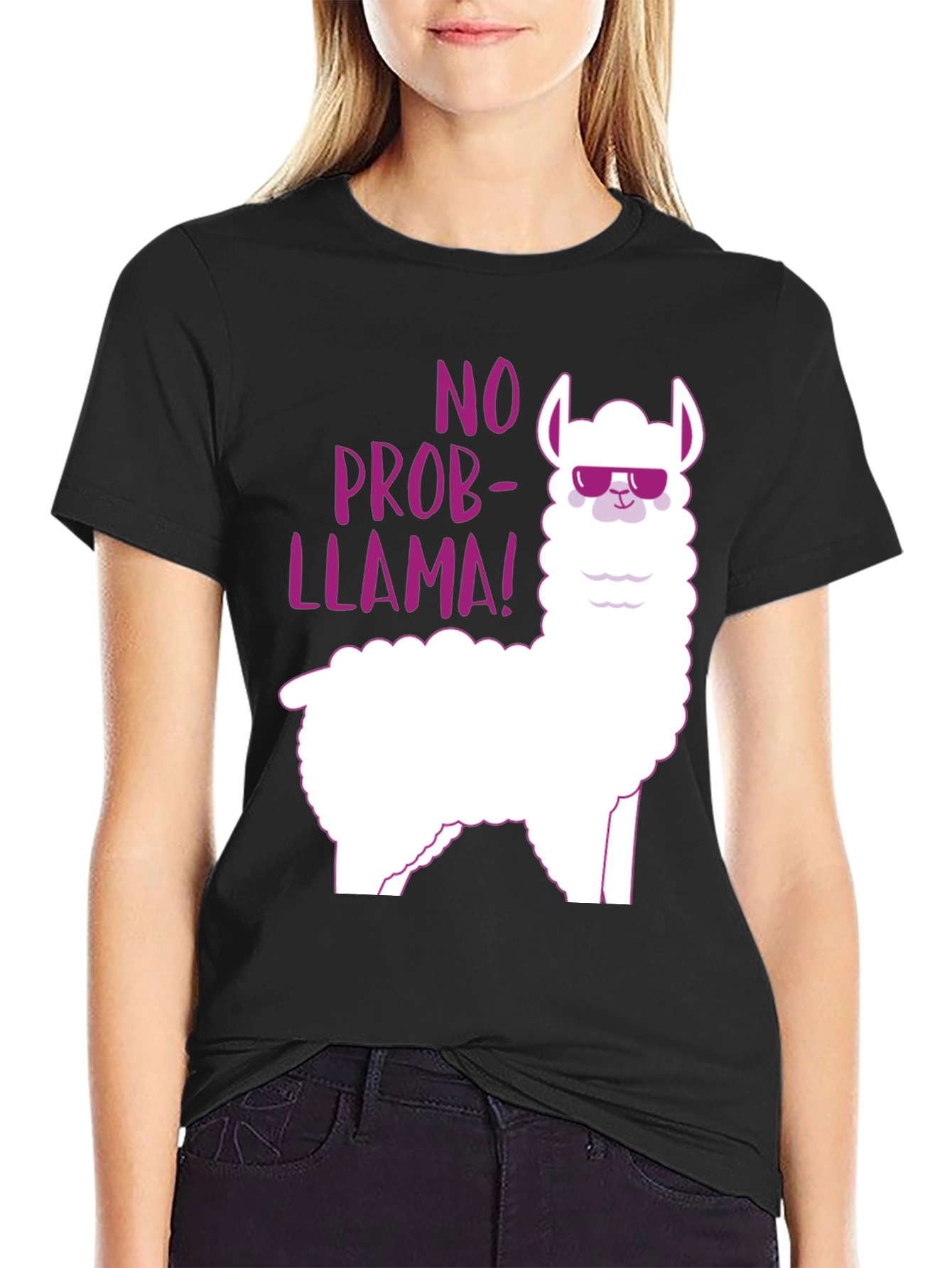 No Prob-Llama! Black Graphic Tee