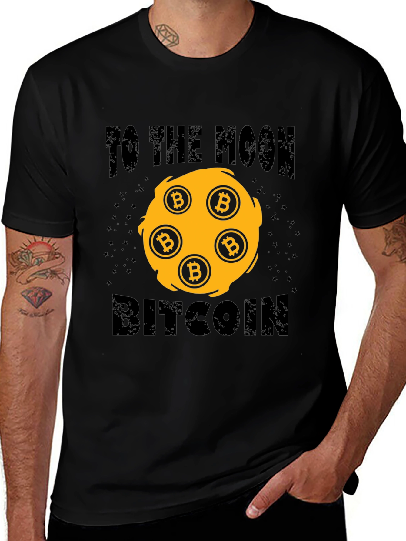 Bitcoin To The Moon Black Graphic T-Shirt