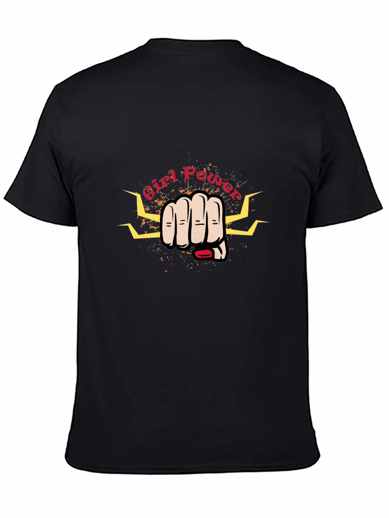 Girl Power Fist Graphic Black T-Shirt