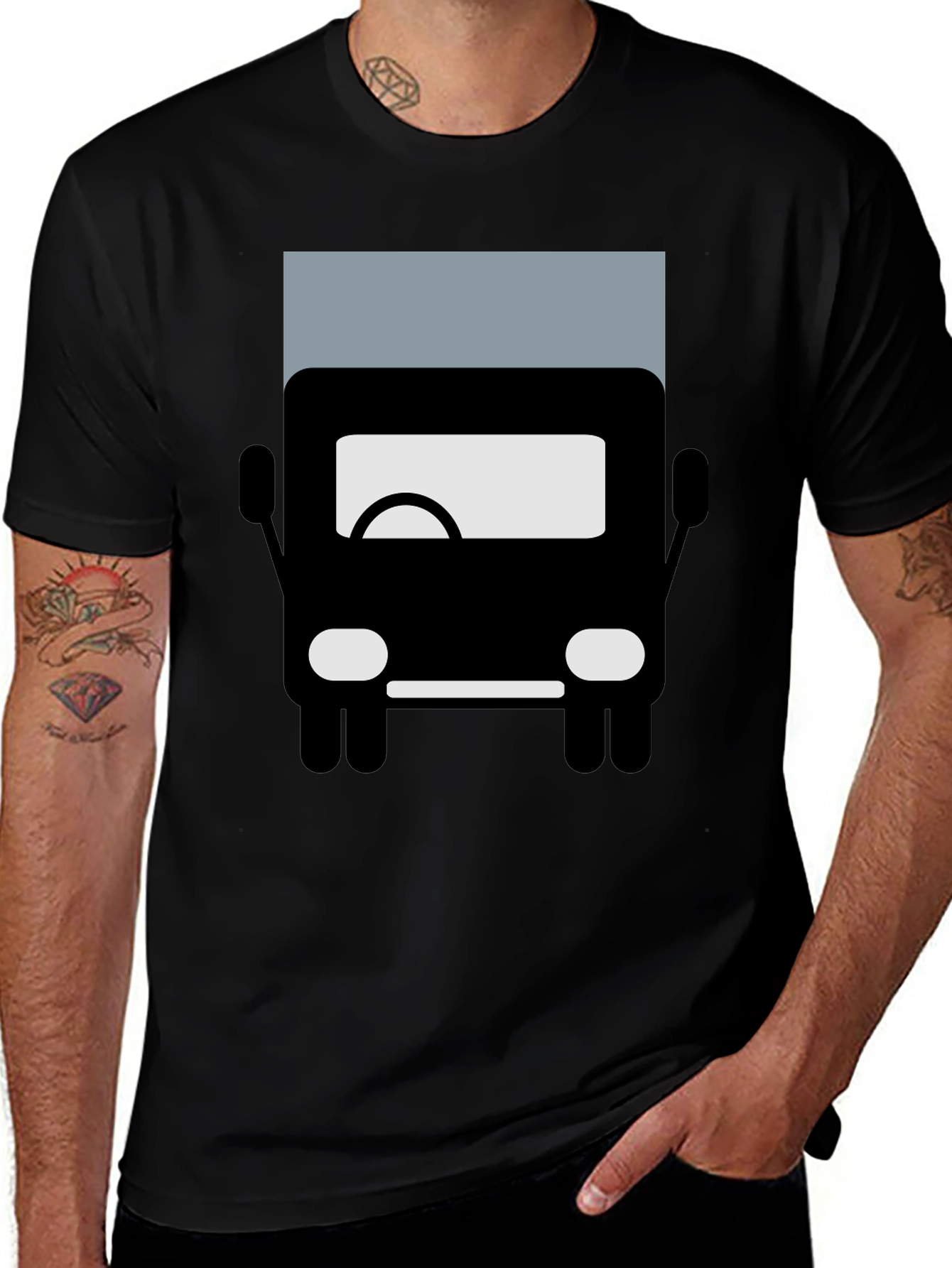 Truck Graphic Tee - Black Cotton Blend