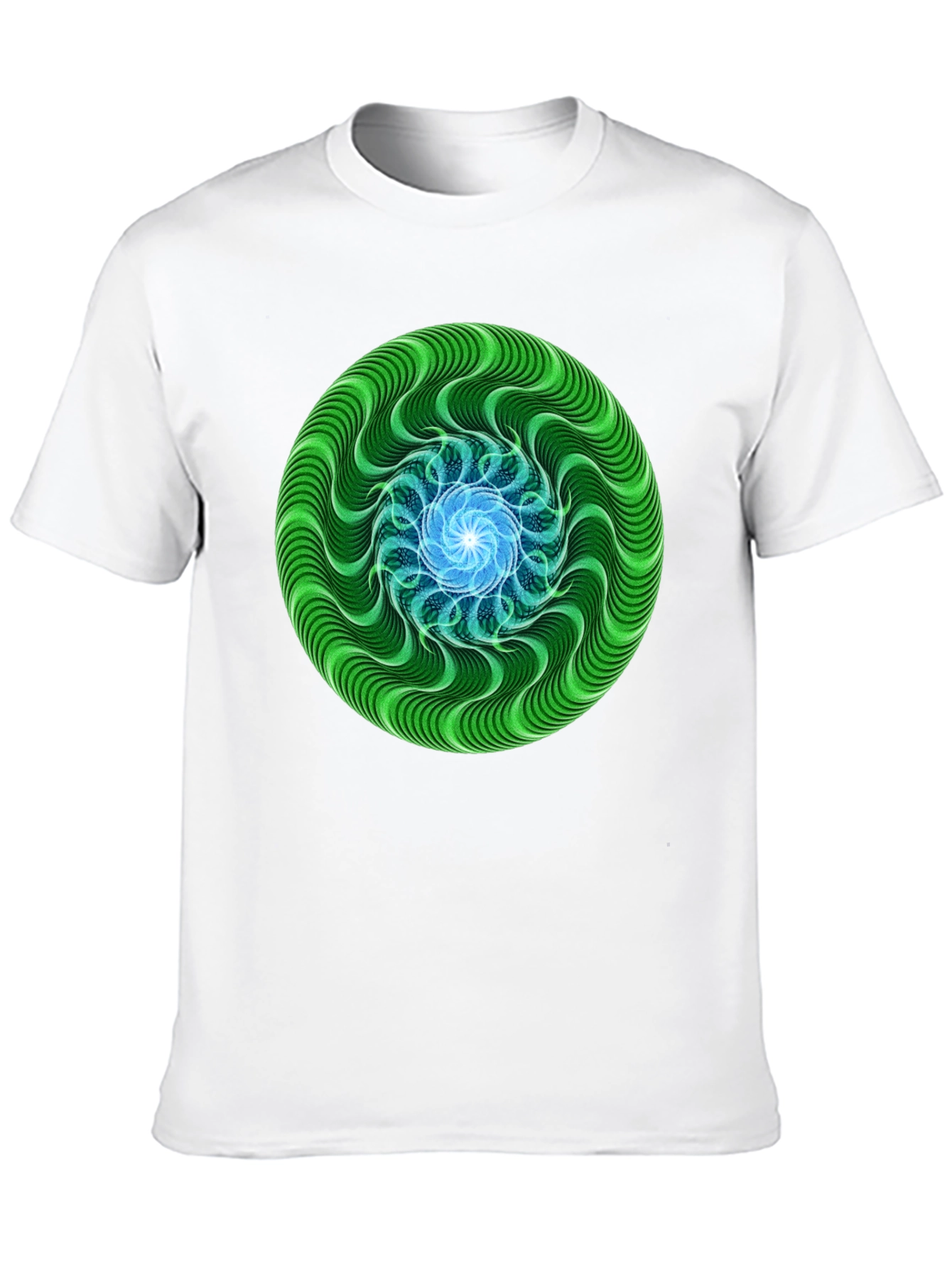 Green & Blue Swirl Graphic Black T-Shirt