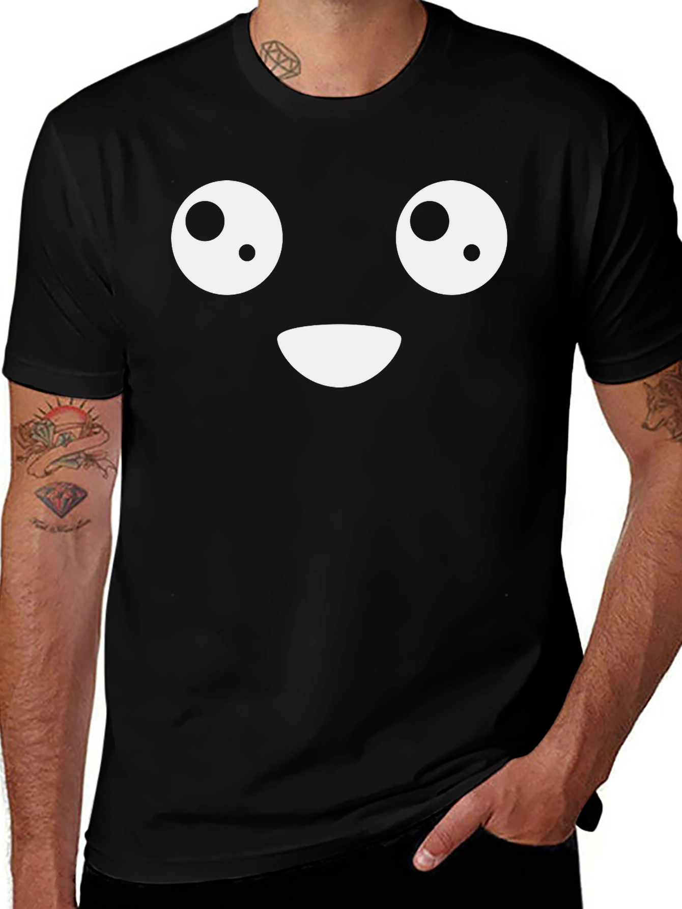 Funny Emoji Face T-Shirt - Black Cotton Tee