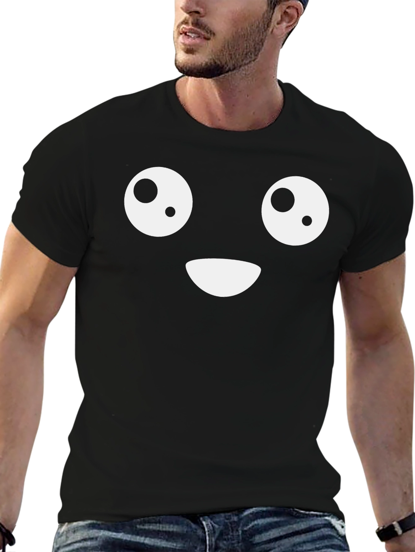 Funny Emoji Face T-Shirt - Black Cotton Tee