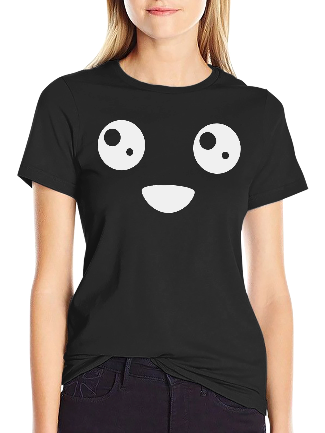 Funny Emoji Face T-Shirt - Black Cotton Tee