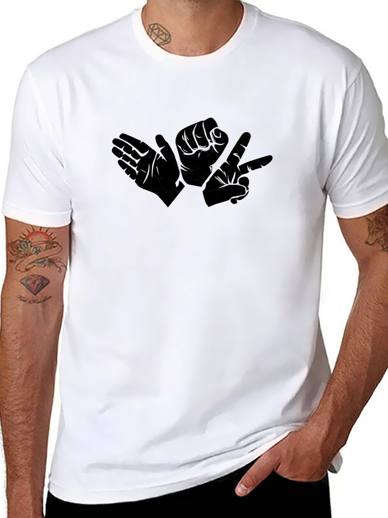 Rock Paper Scissors Black Tee