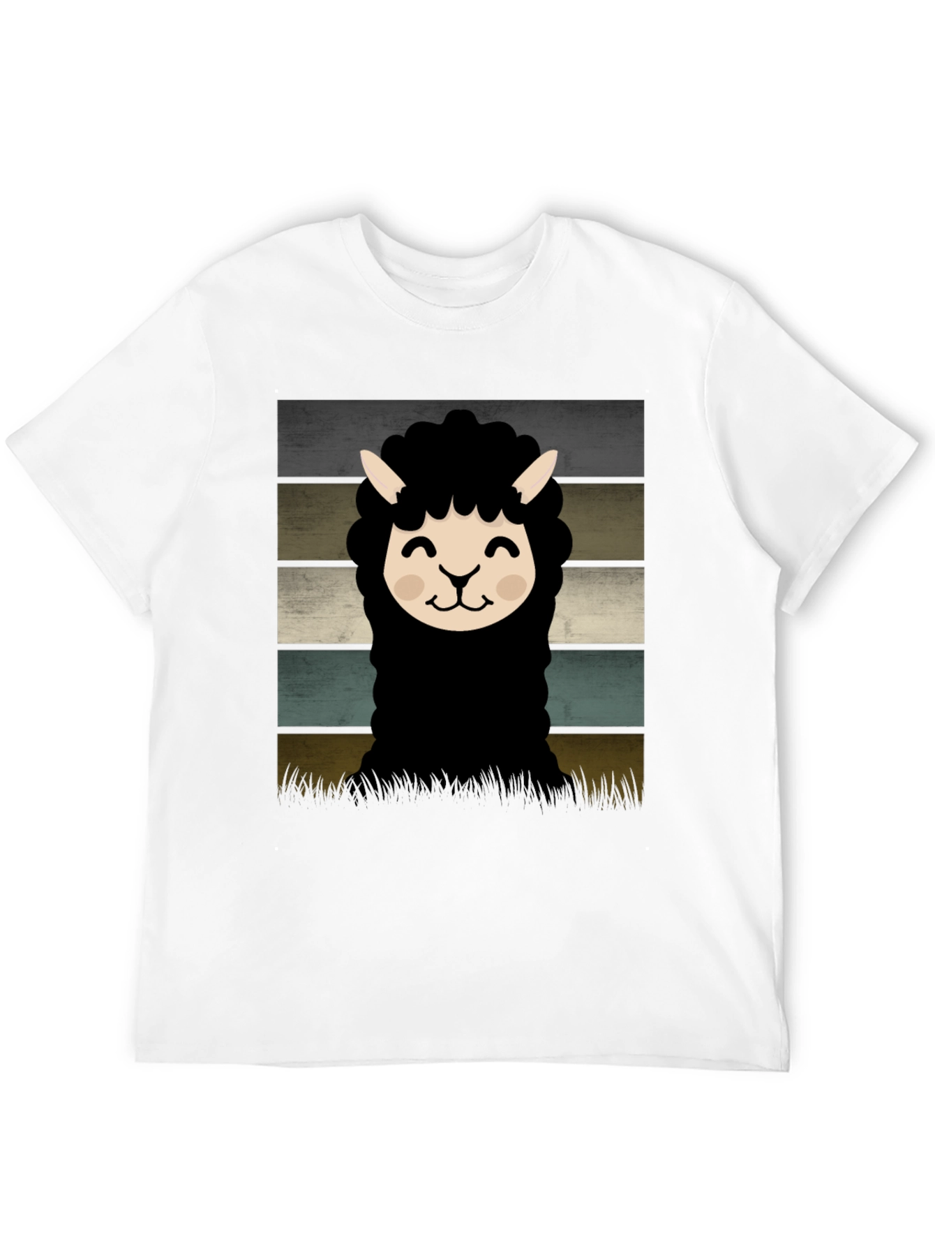 Retro Alpaca Graphic Tee - Black Cotton Blend
