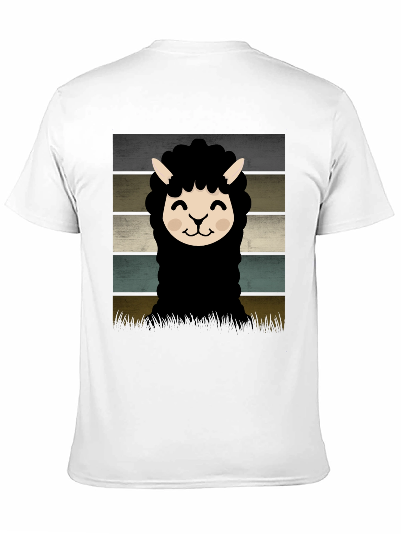 Retro Alpaca Graphic Tee - Black Cotton Blend