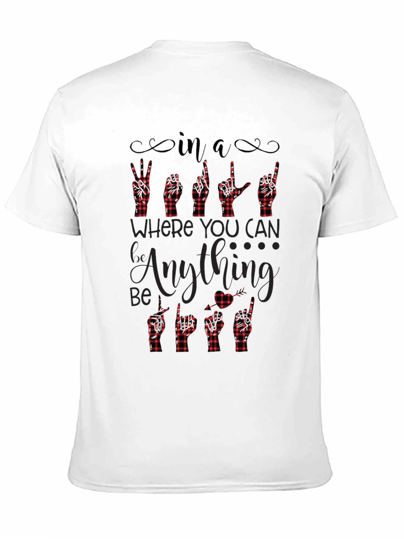 Be Kind Buffalo Plaid Sign Language T-Shirt