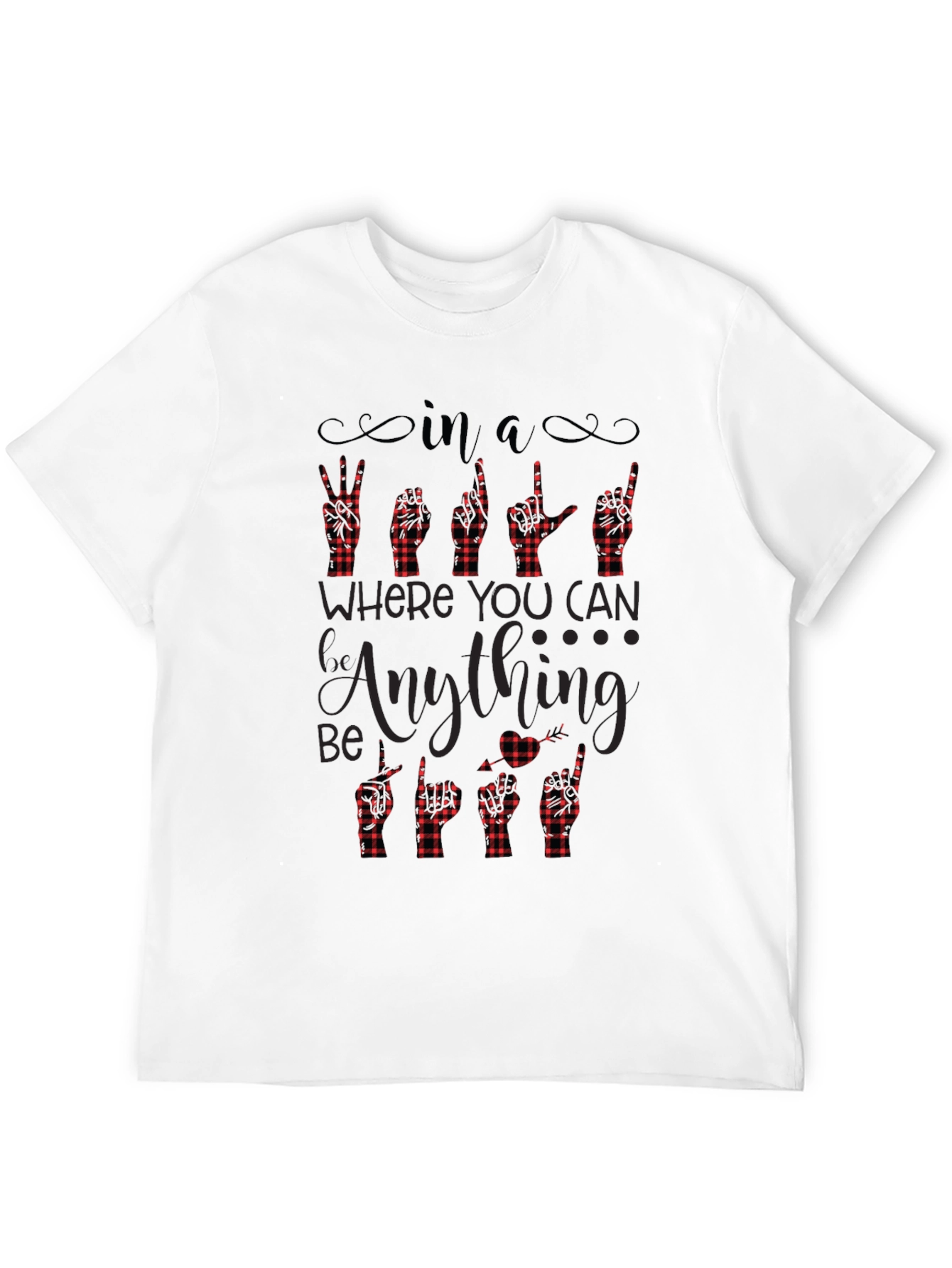 Be Kind Buffalo Plaid Sign Language T-Shirt