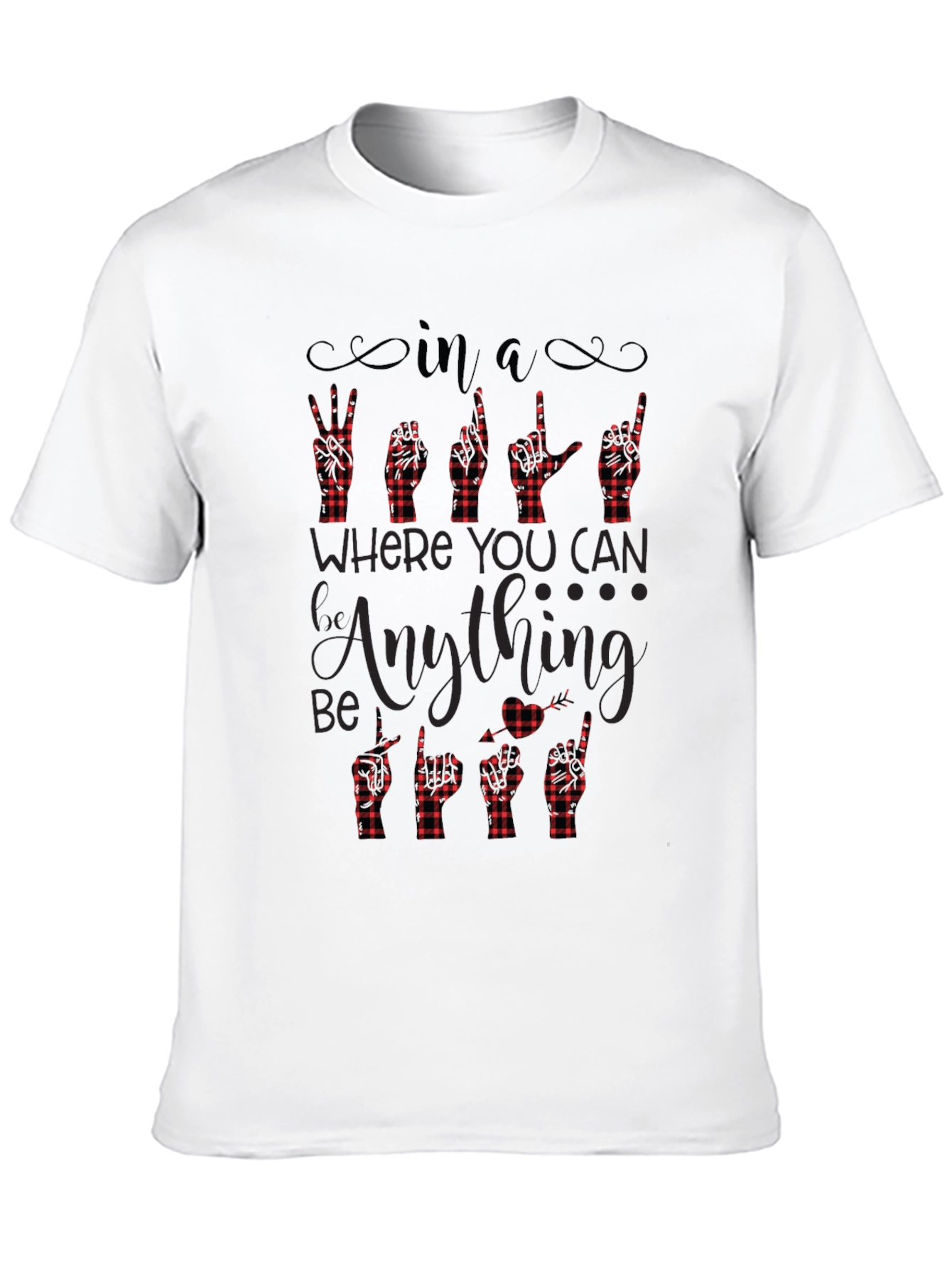 Be Kind Buffalo Plaid Sign Language T-Shirt